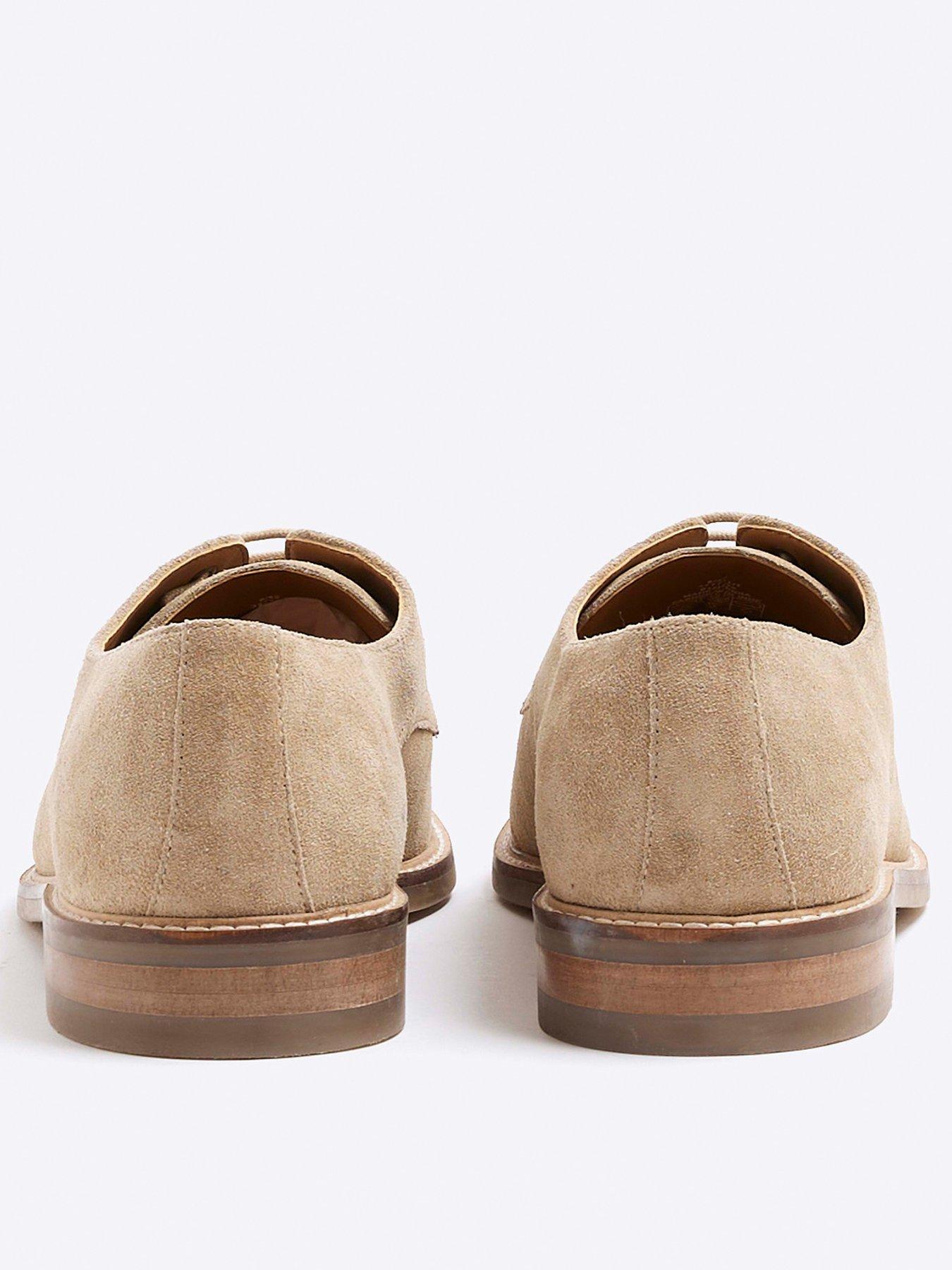 Image 3 of 5 of River Island Formal Suede Lace Up Derby Shoes - Stone