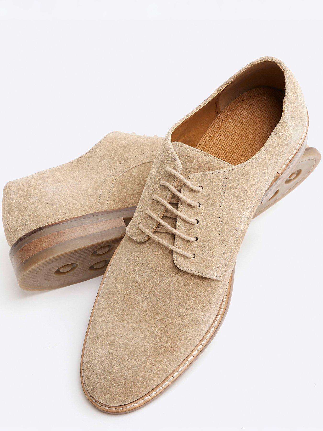 Image 5 of 5 of River Island Formal Suede Lace Up Derby Shoes - Stone