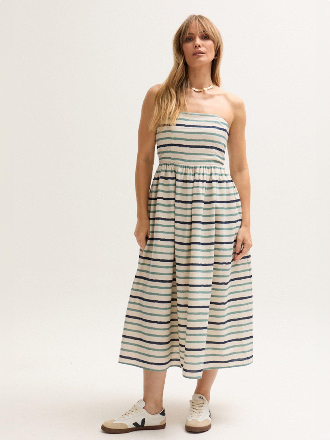 undefined Regatta Sleeveless Bardot Neck Midi Dress - Multi