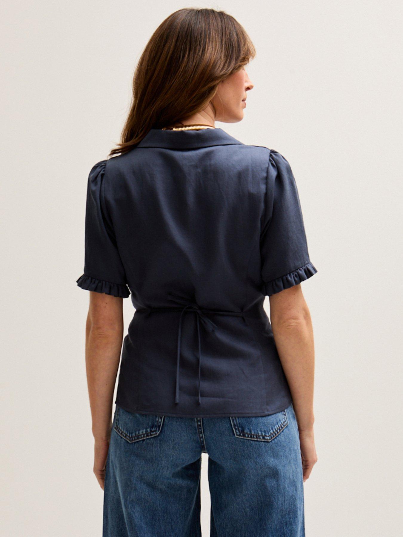 Image 2 of 5 of Lily & Lionel Rachel Vintage Inspired Short Sleeve Shirt - Navy