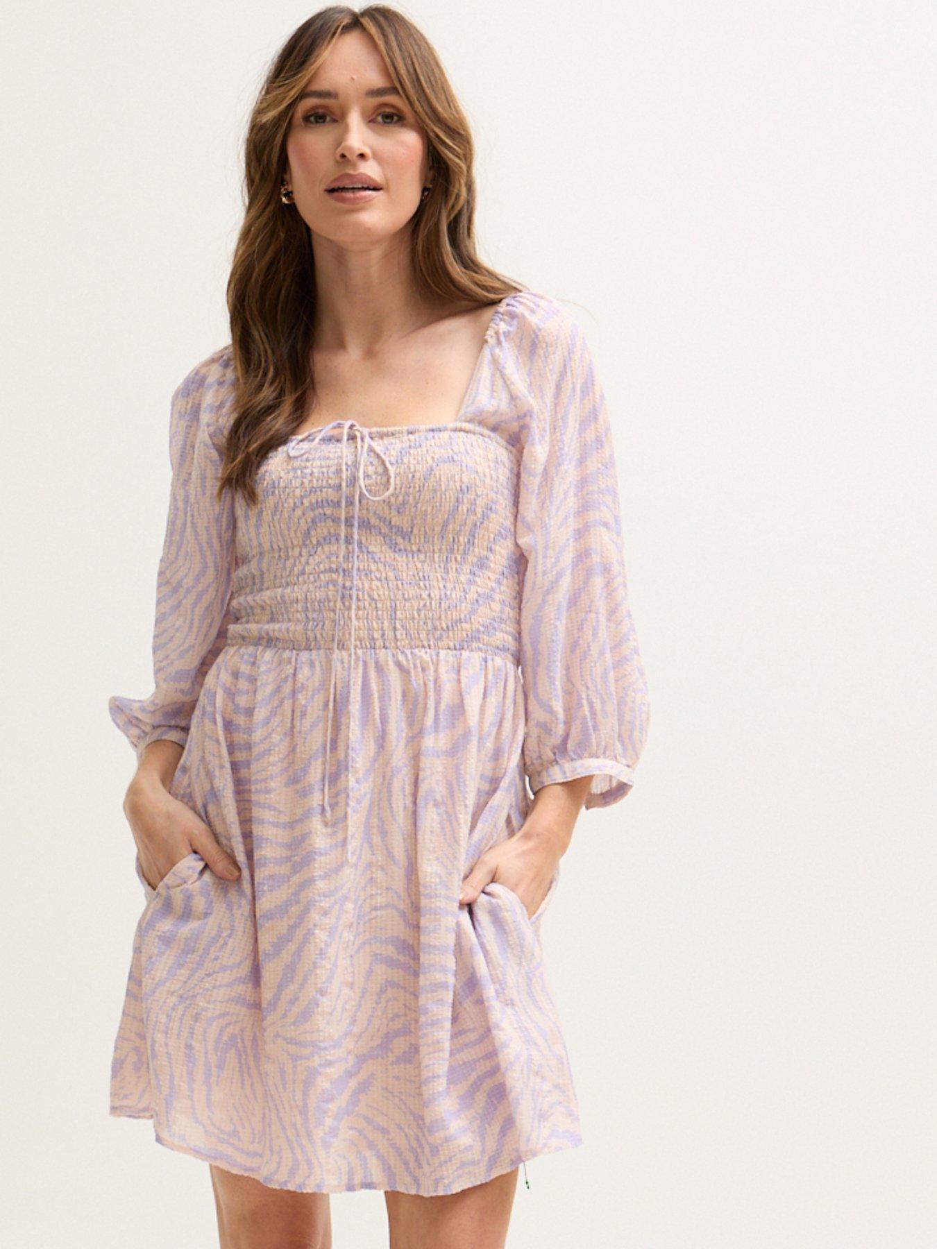 undefined Lucy Shirred Bodice Mini Dress - Multi