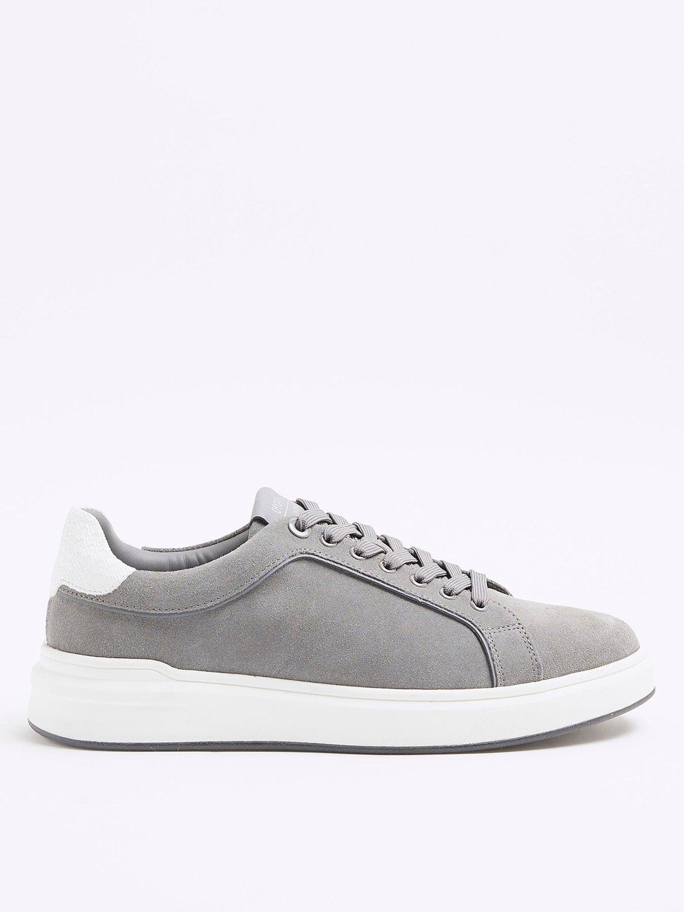 undefined Suede Lace Up Trainer - Grey
