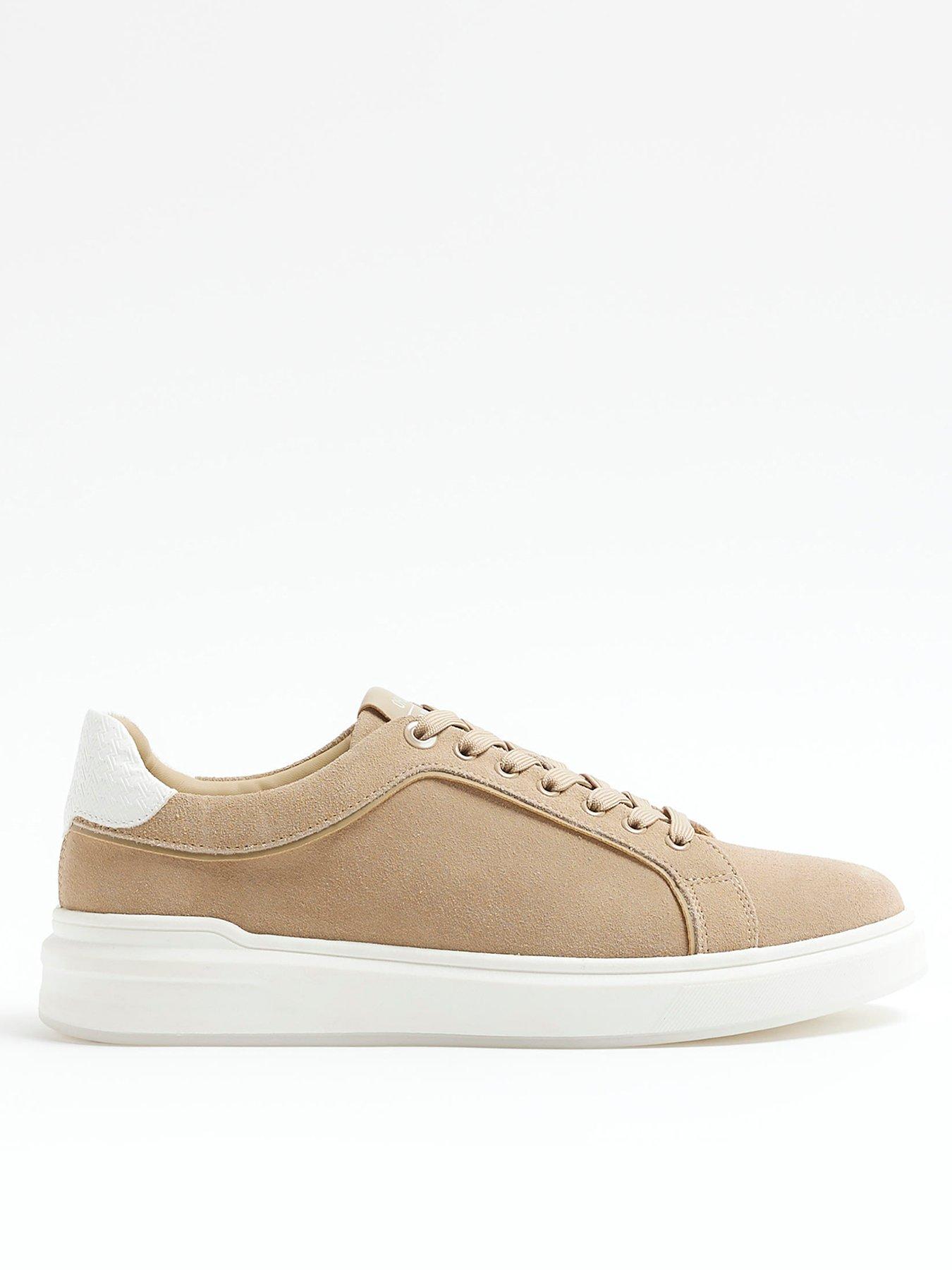 undefined Suede Lace Up Trainer - Beige