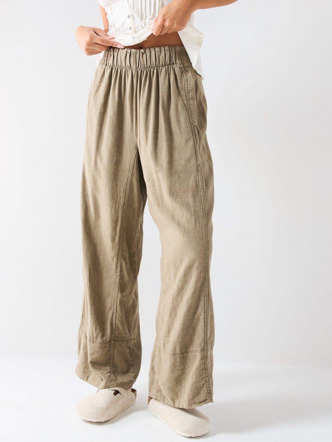 undefined Days End Linen Pull On Trouser - Khaki