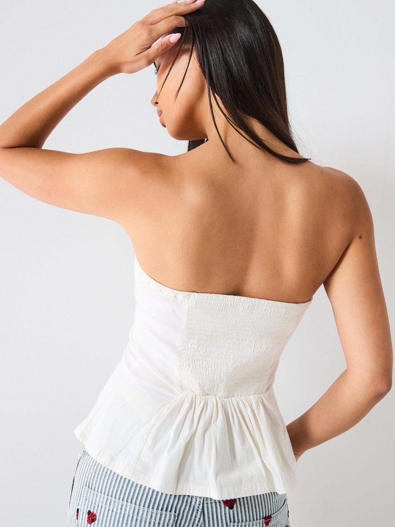 Image 2 of 5 of FREE PEOPLE Wink Wink Denim Tube Top - White