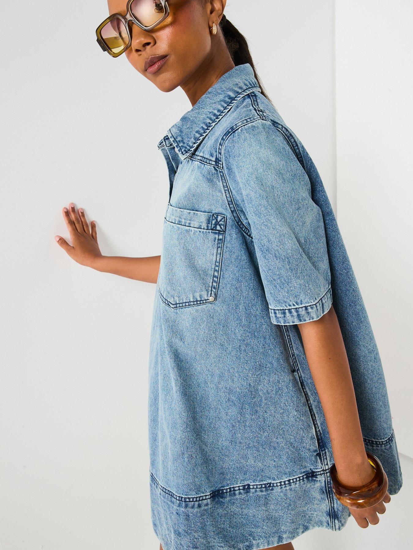 FREE PEOPLE Remino Denim Mini Dress - Blue | Very