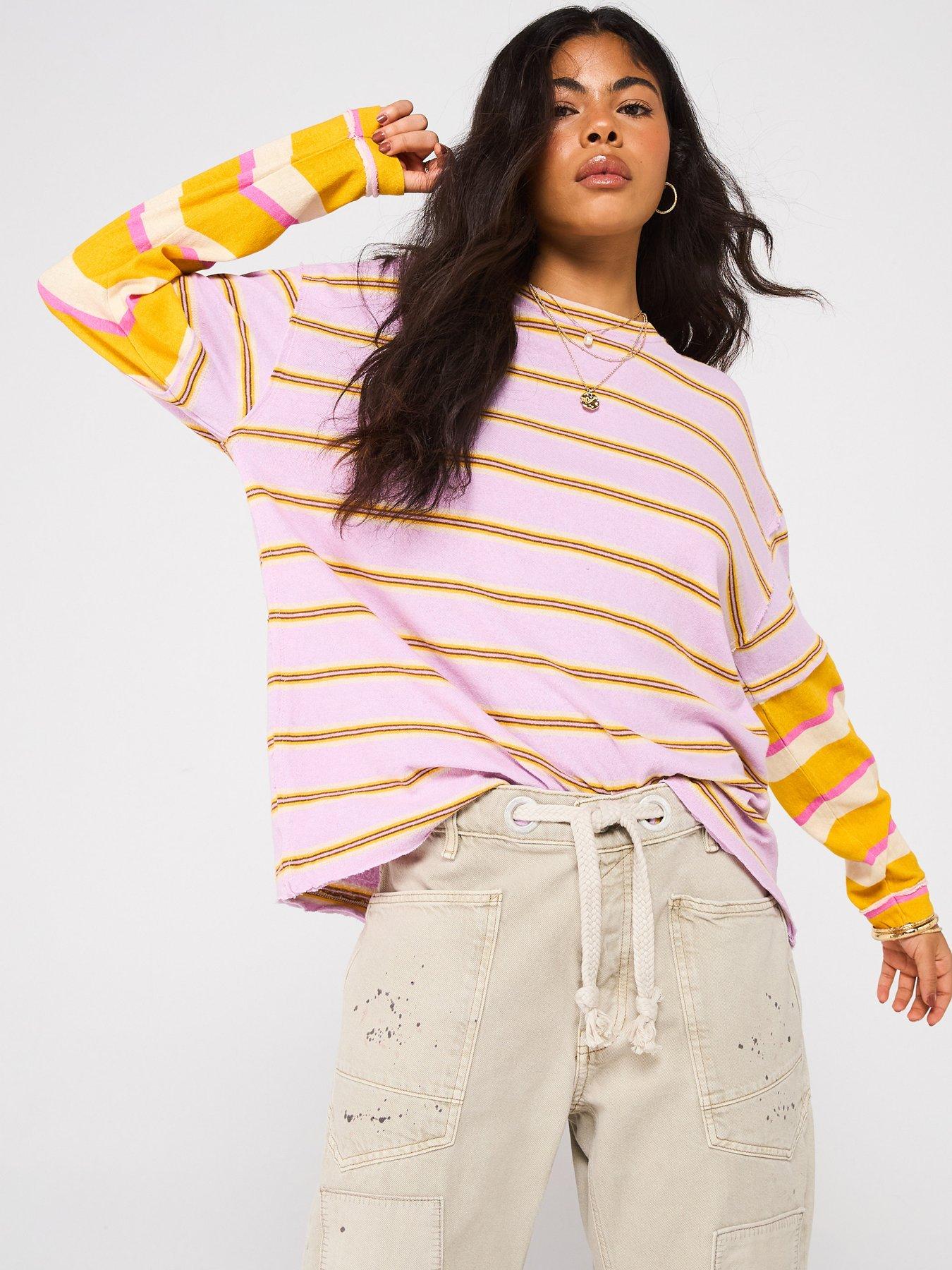 undefined Nina Stripe Long Sleeve Tee - Pink