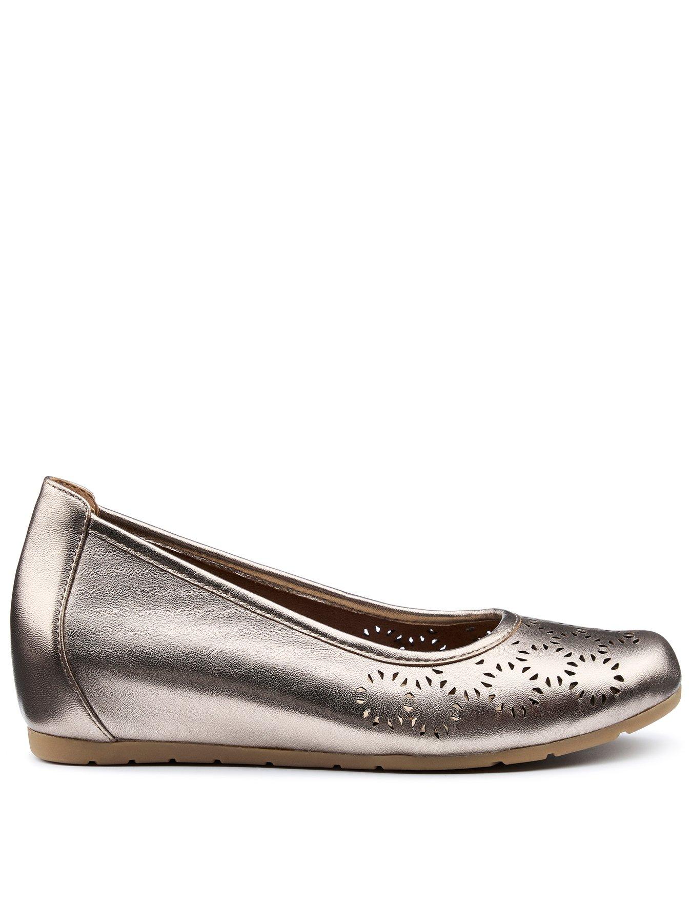 undefined Swan Wide Fit Metallic Wedge Shoe - Pewter