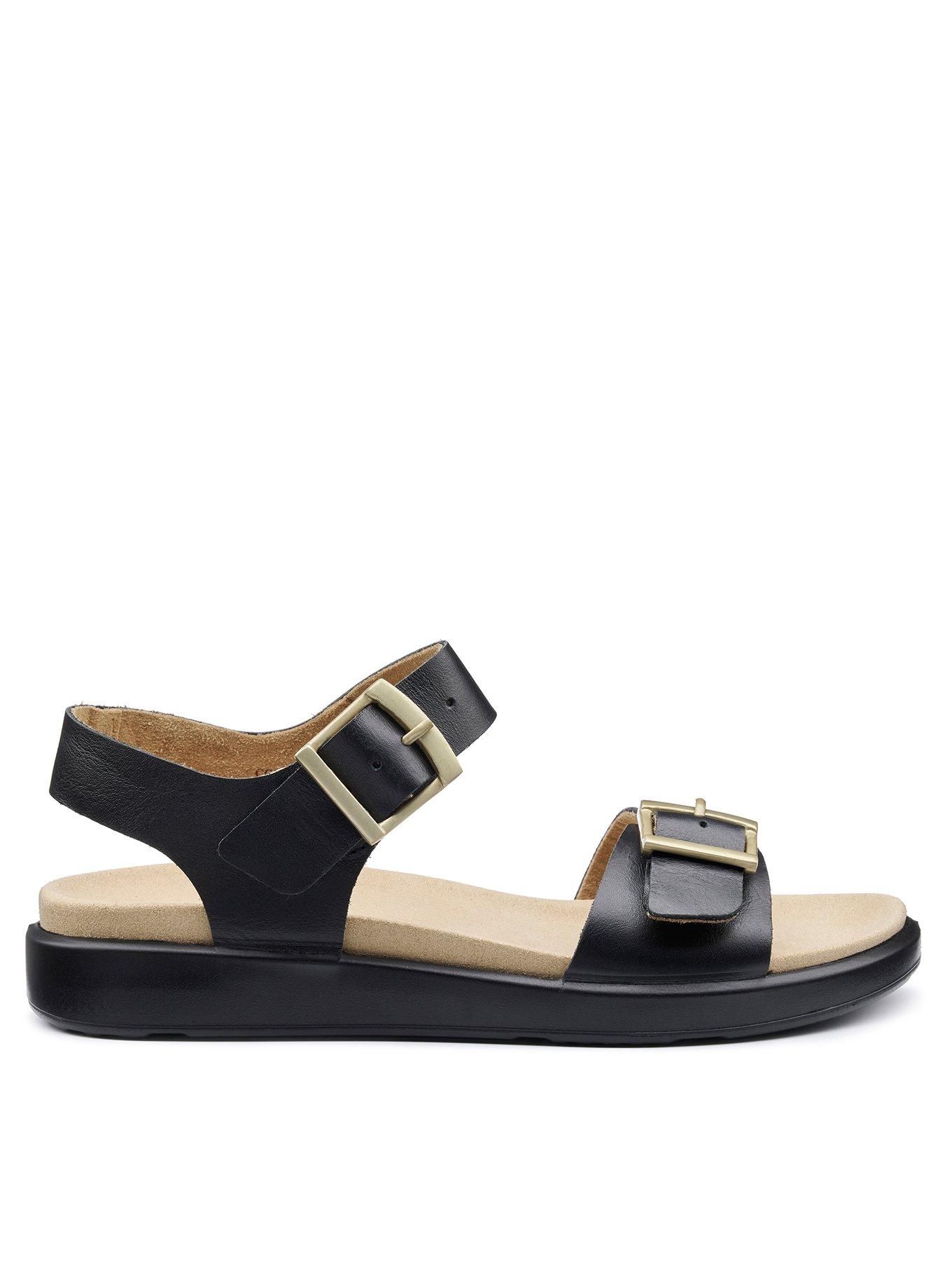 undefined Corfu Wide Fit Leather Sandal - Black