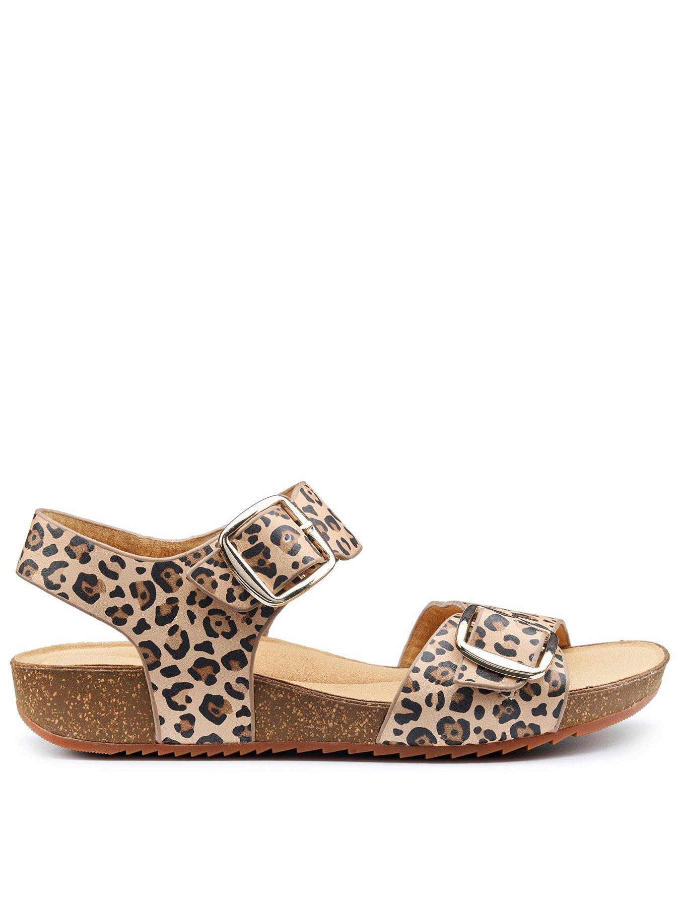 undefined Tourist Ii Wide Fit Leather Leopard Print Sandal - Brown
