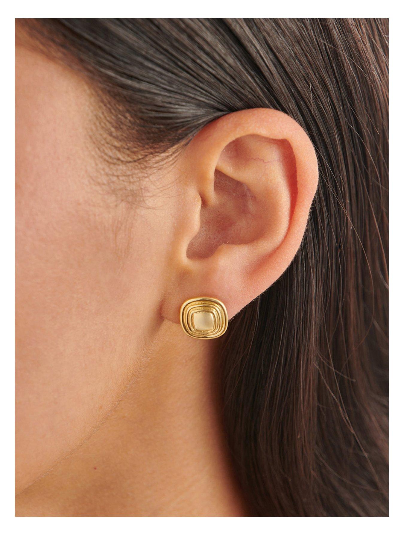 undefined Sofia Button Waterproof Gold Stud Earrings