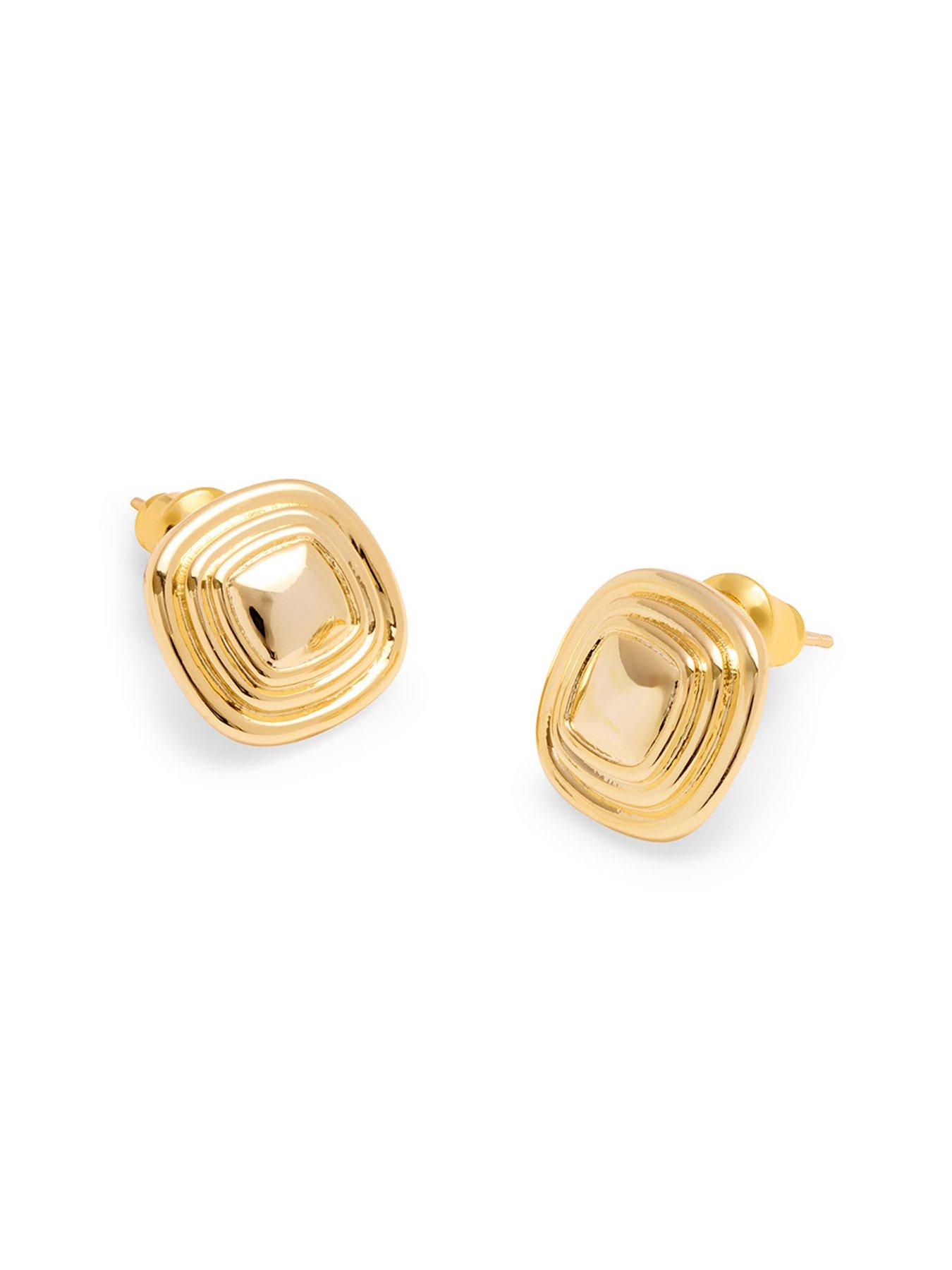 Image 2 of 4 of Katie Loxton Sofia Button Waterproof Gold Stud Earrings