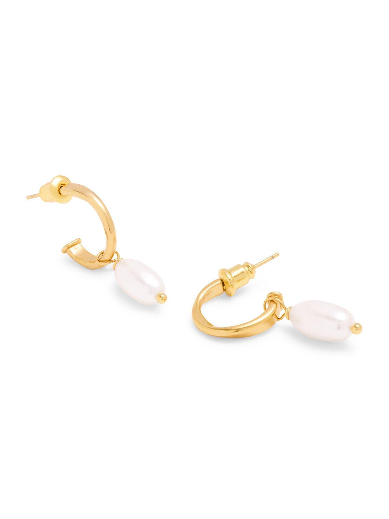 Image 2 of 5 of Katie Loxton Pearl Lustre Waterproof Gold Hoop Earrings