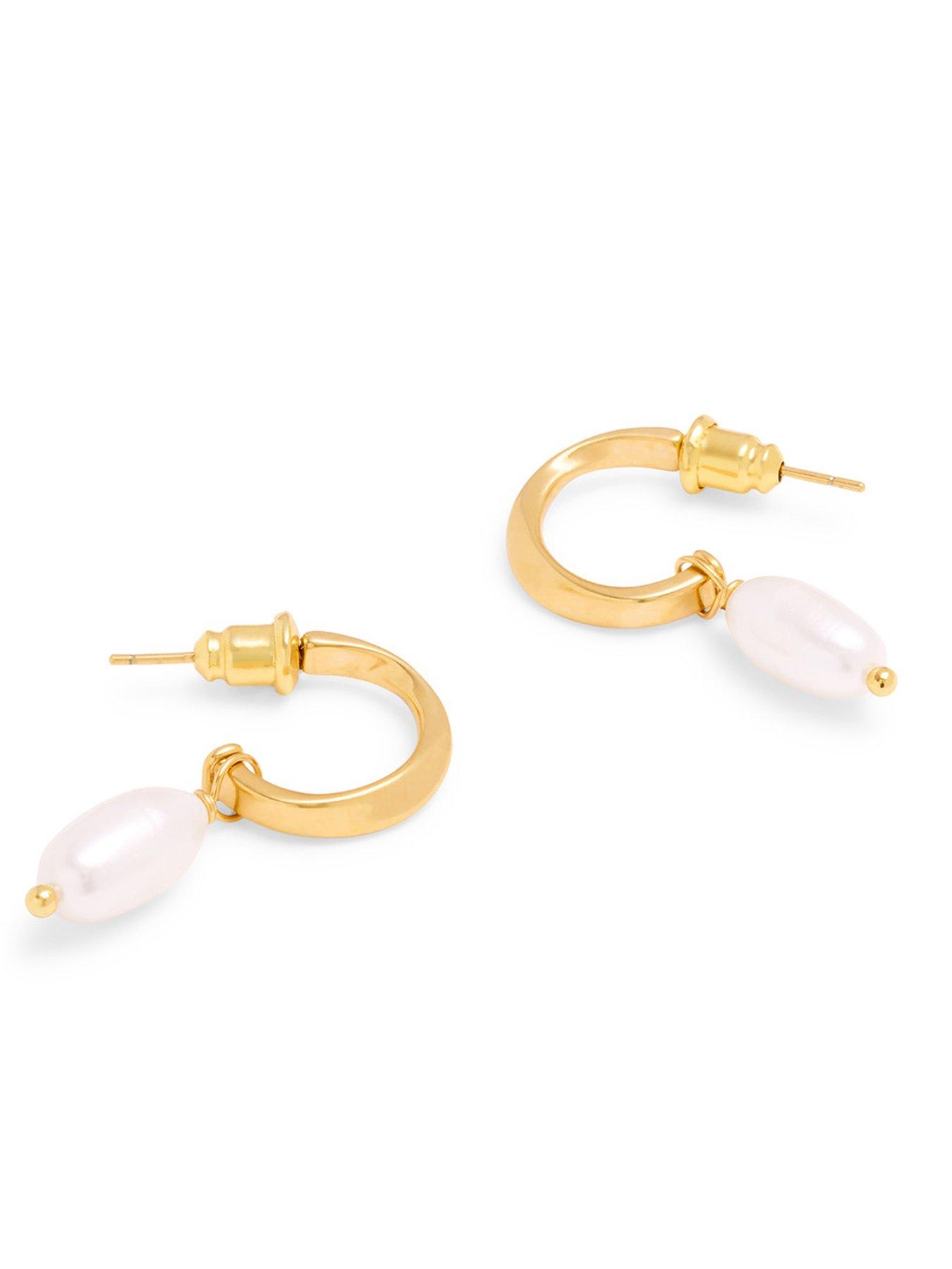 Image 3 of 5 of Katie Loxton Pearl Lustre Waterproof Gold Hoop Earrings