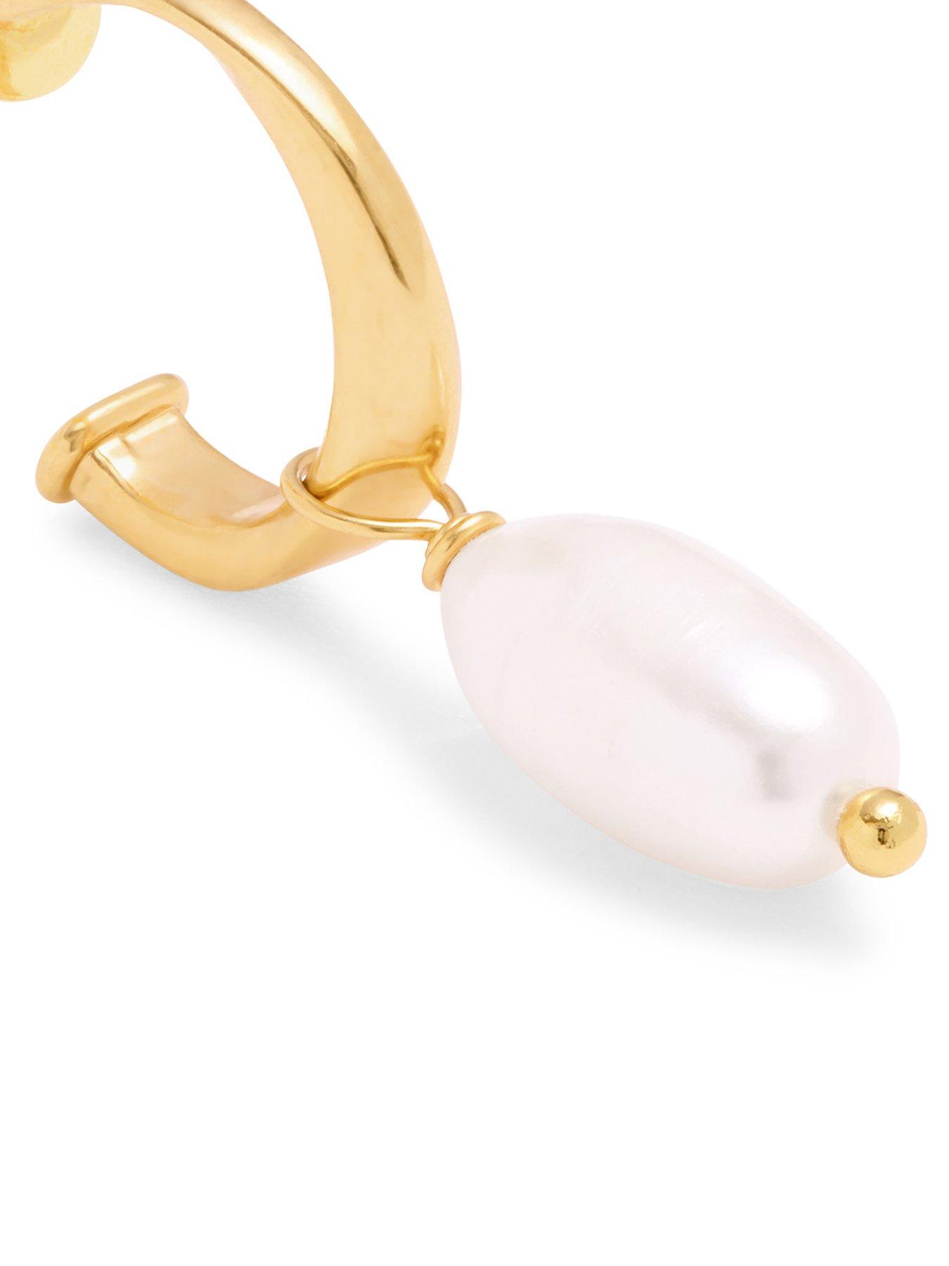 Image 4 of 5 of Katie Loxton Pearl Lustre Waterproof Gold Hoop Earrings