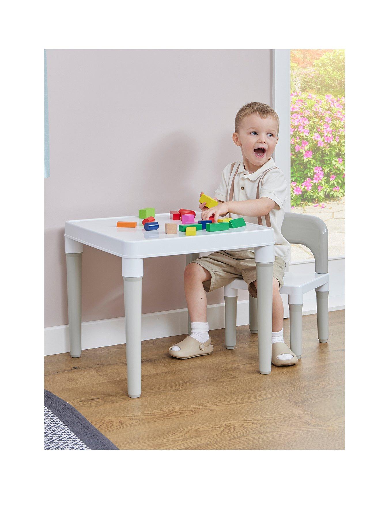 Product photograph of Liberty House White Grey Plastic Table And 1 Chair Set from very.co.uk