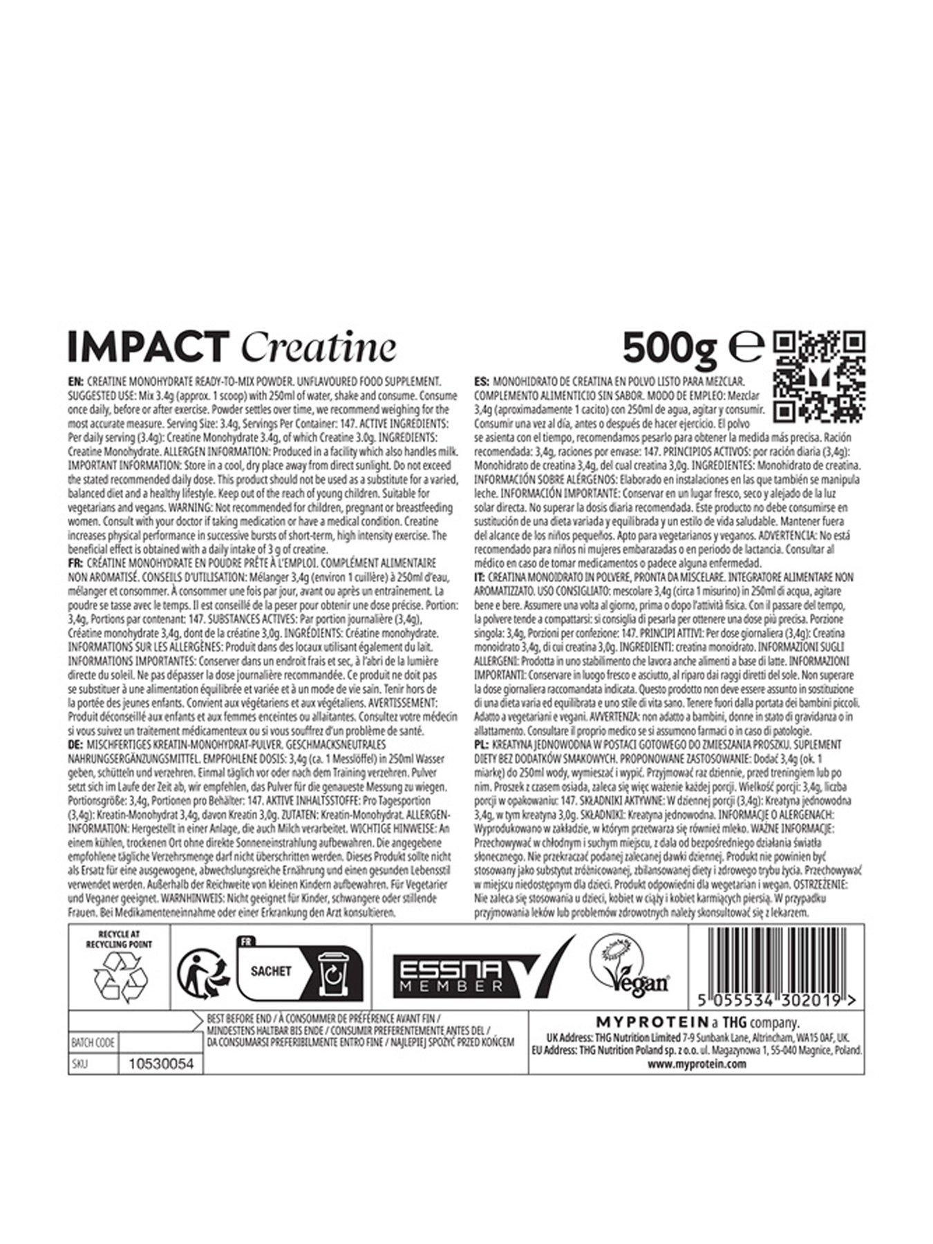 Image 2 of 2 of MyProtein Creatine Monohydrate - 500g - 166 Serve