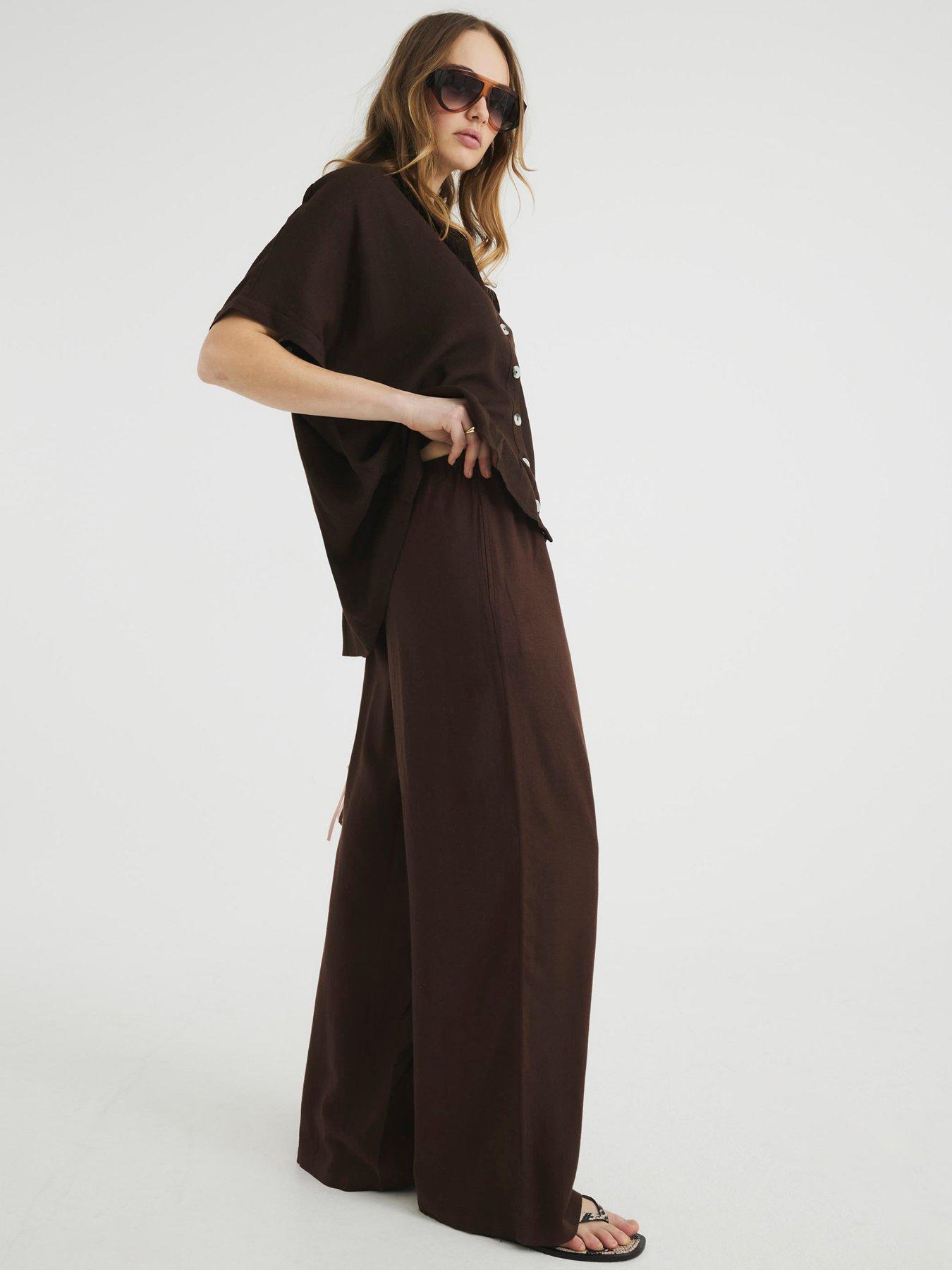 undefined Linen Trouser - Dark Brown