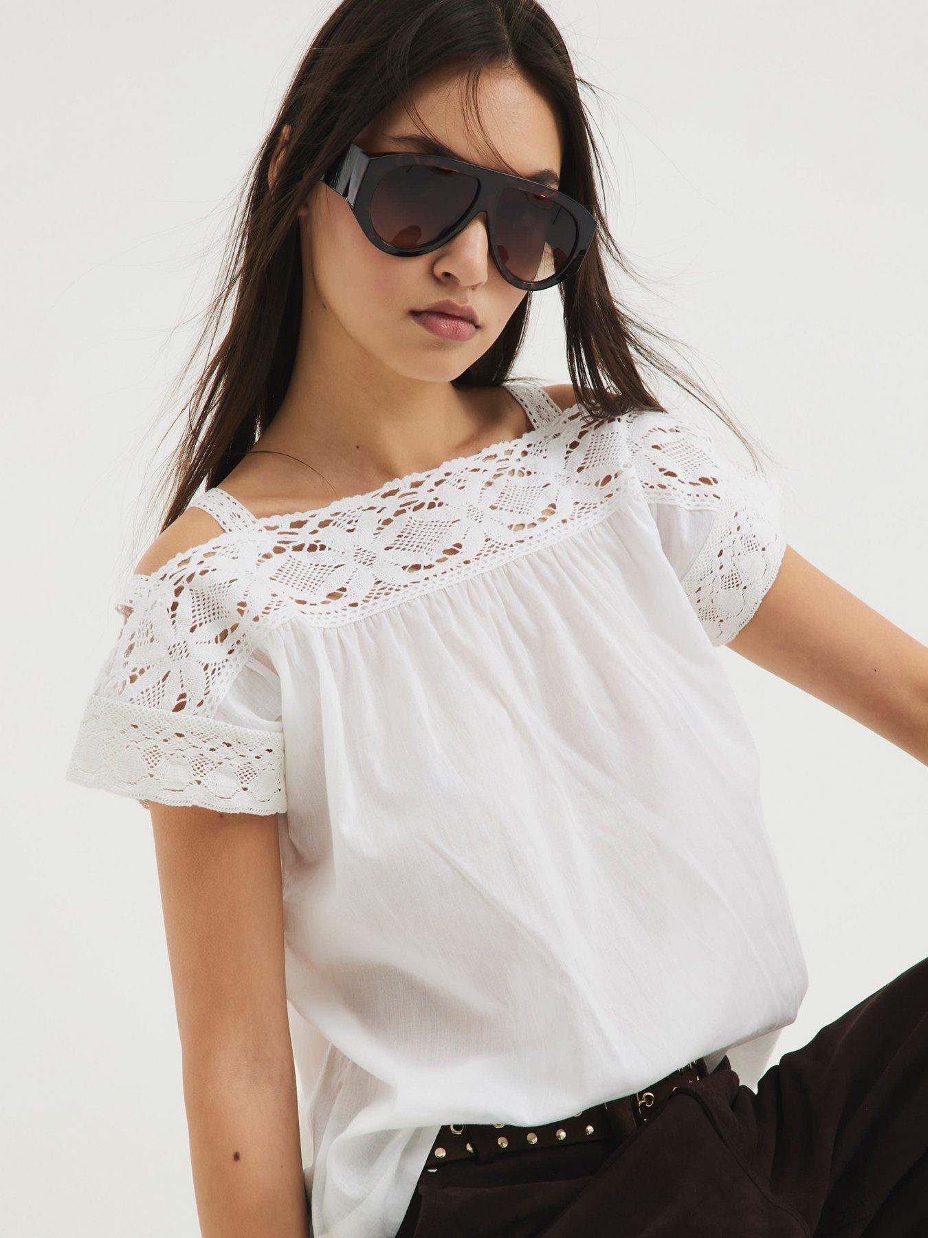 undefined Lace Mix Blouse - White