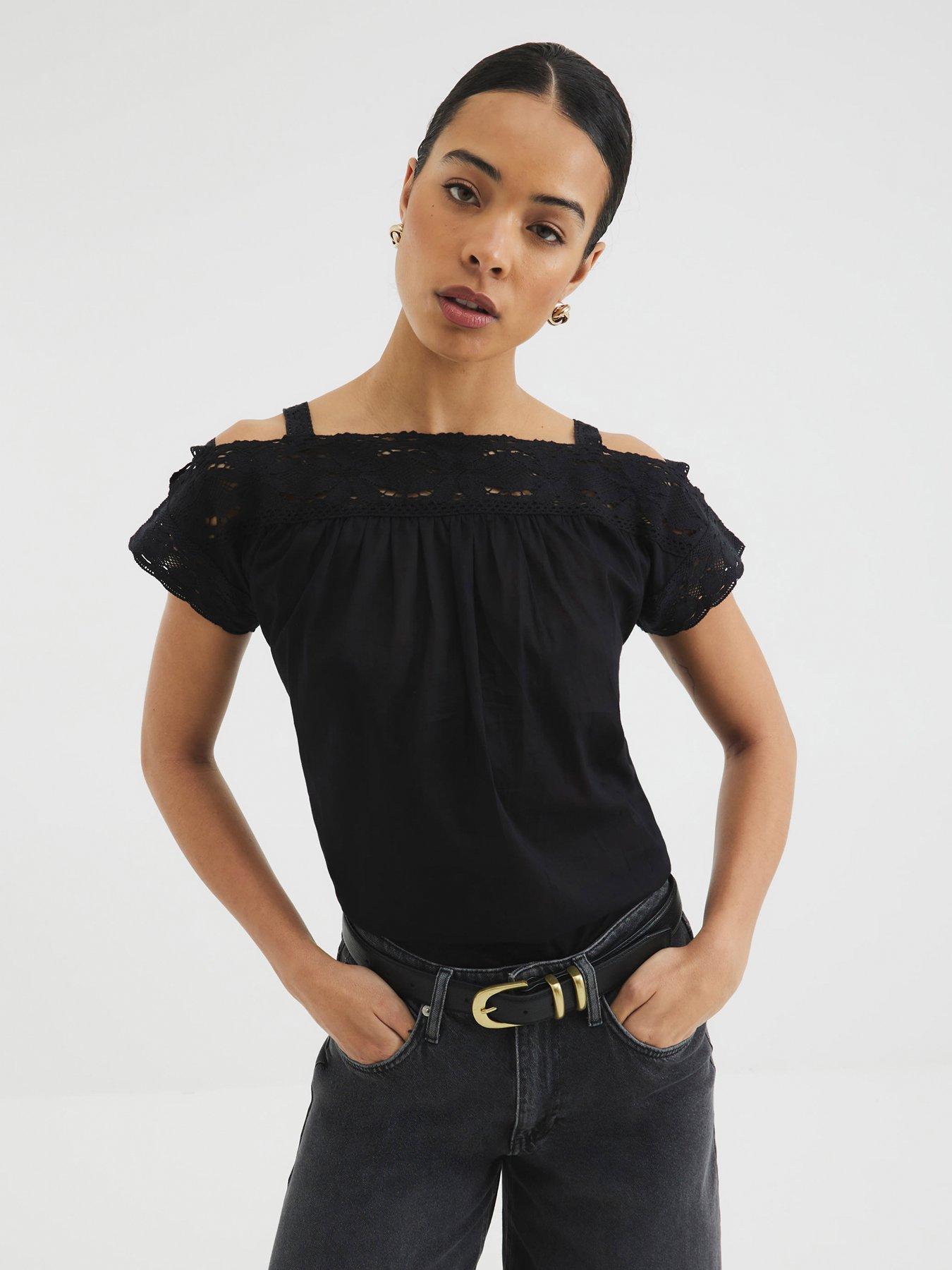 undefined Lace Mix Blouse - Black