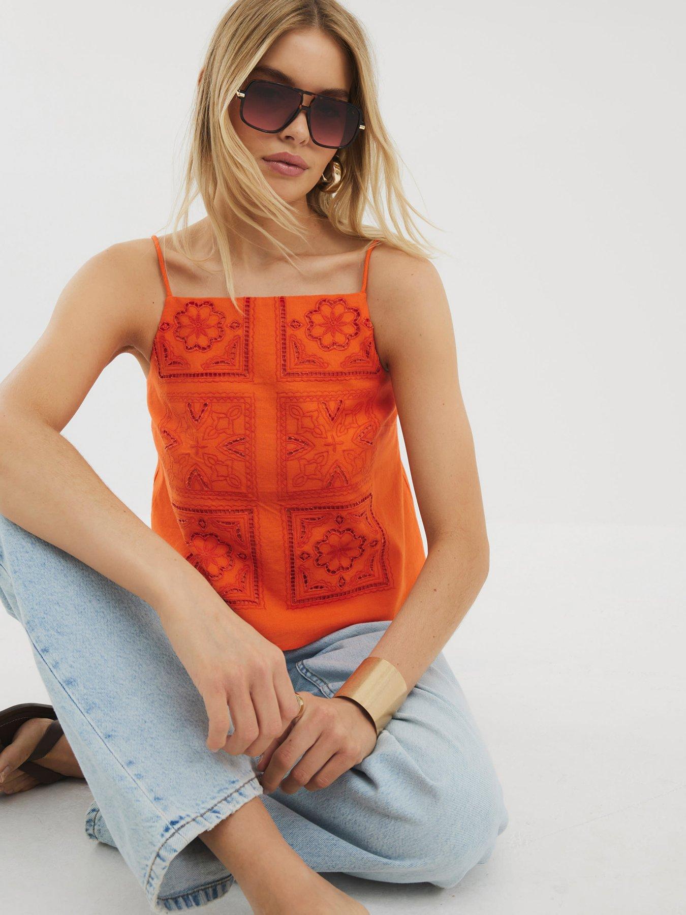undefined Broderie Top - Orange