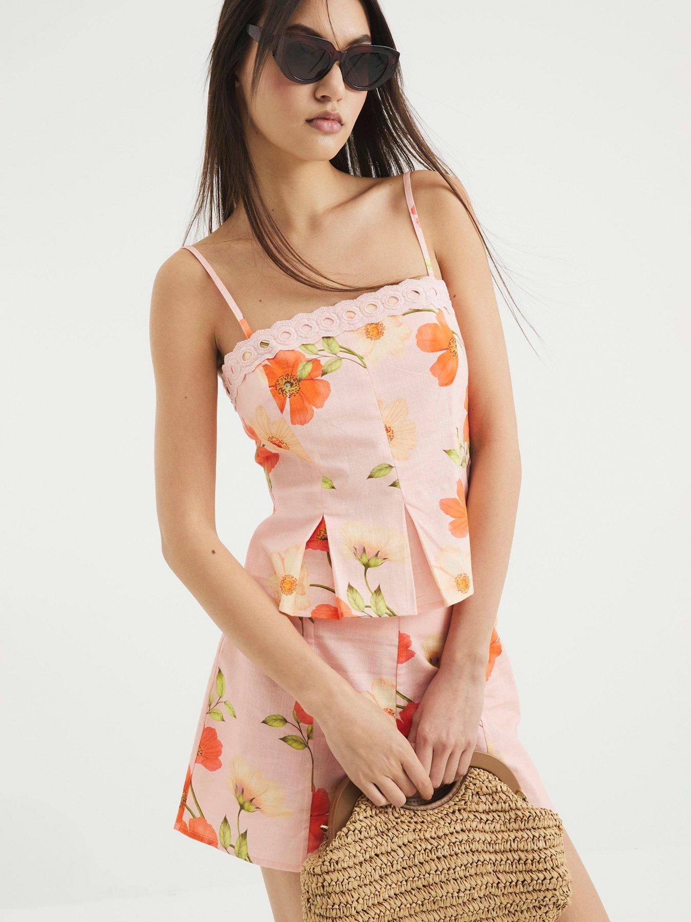 River Island Peplum Cami Top - Light Pink