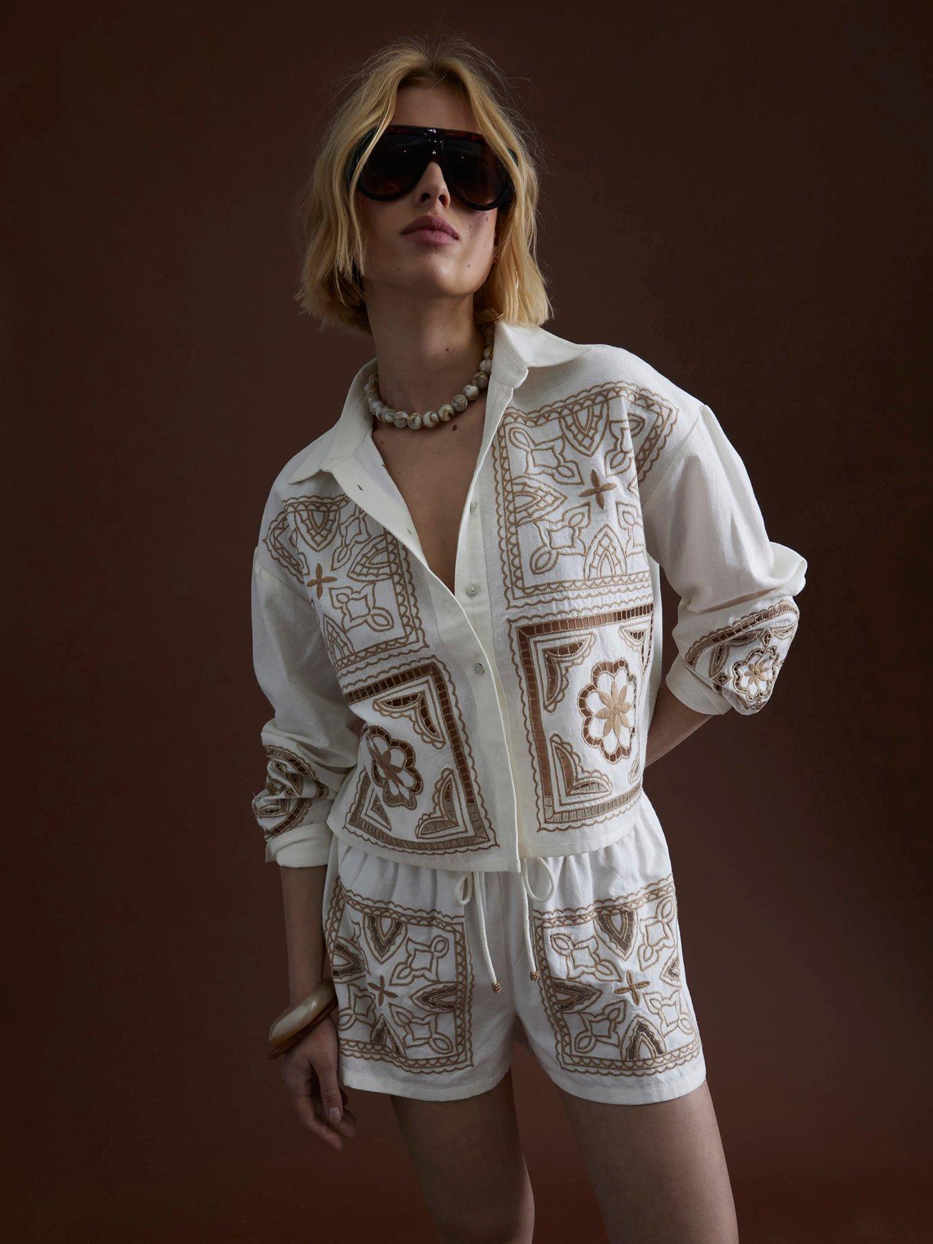 Image 1 of 6 of River Island Cutwork Short - Cream