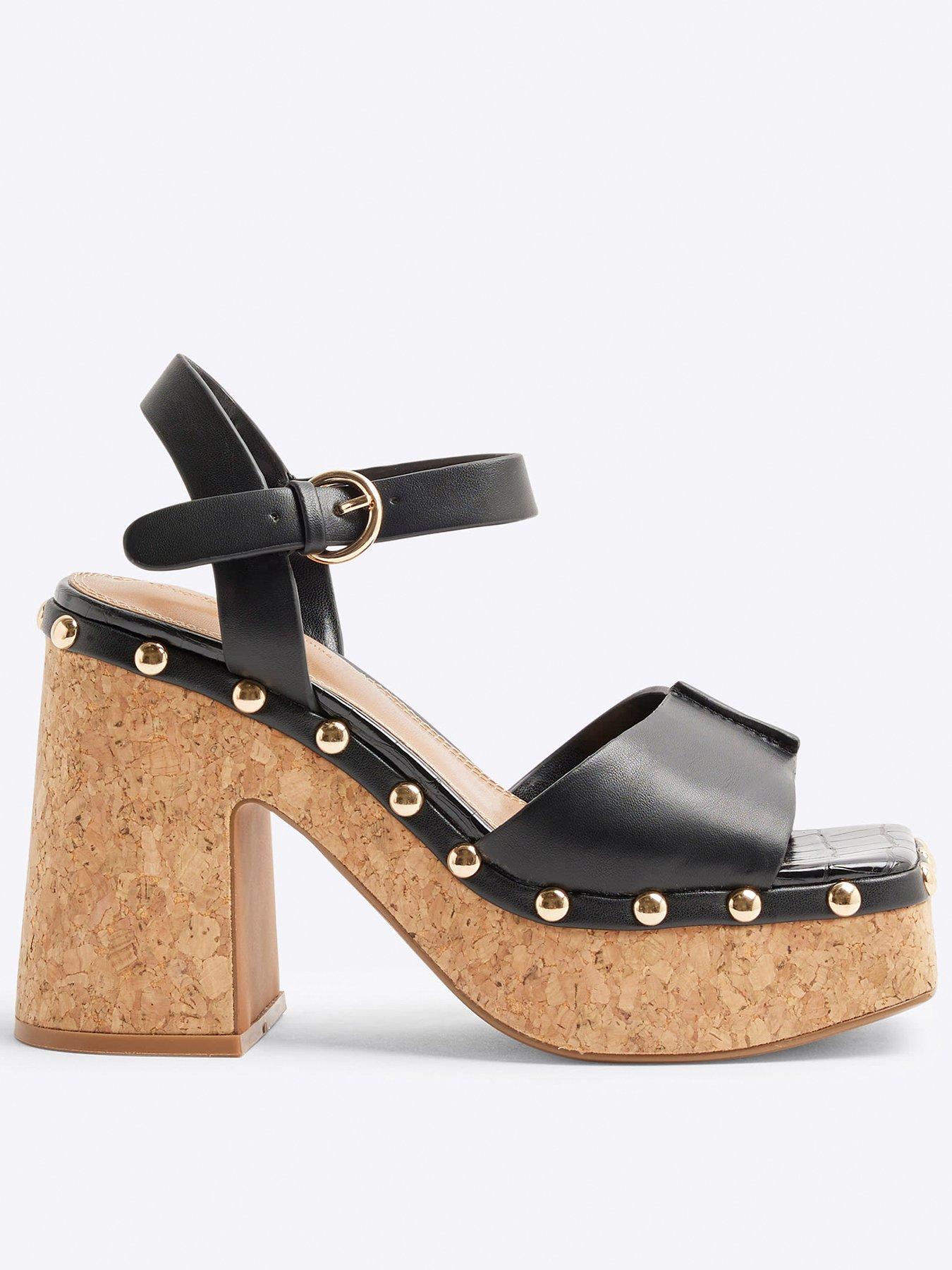 River Island Cork Platform Sandal - Black