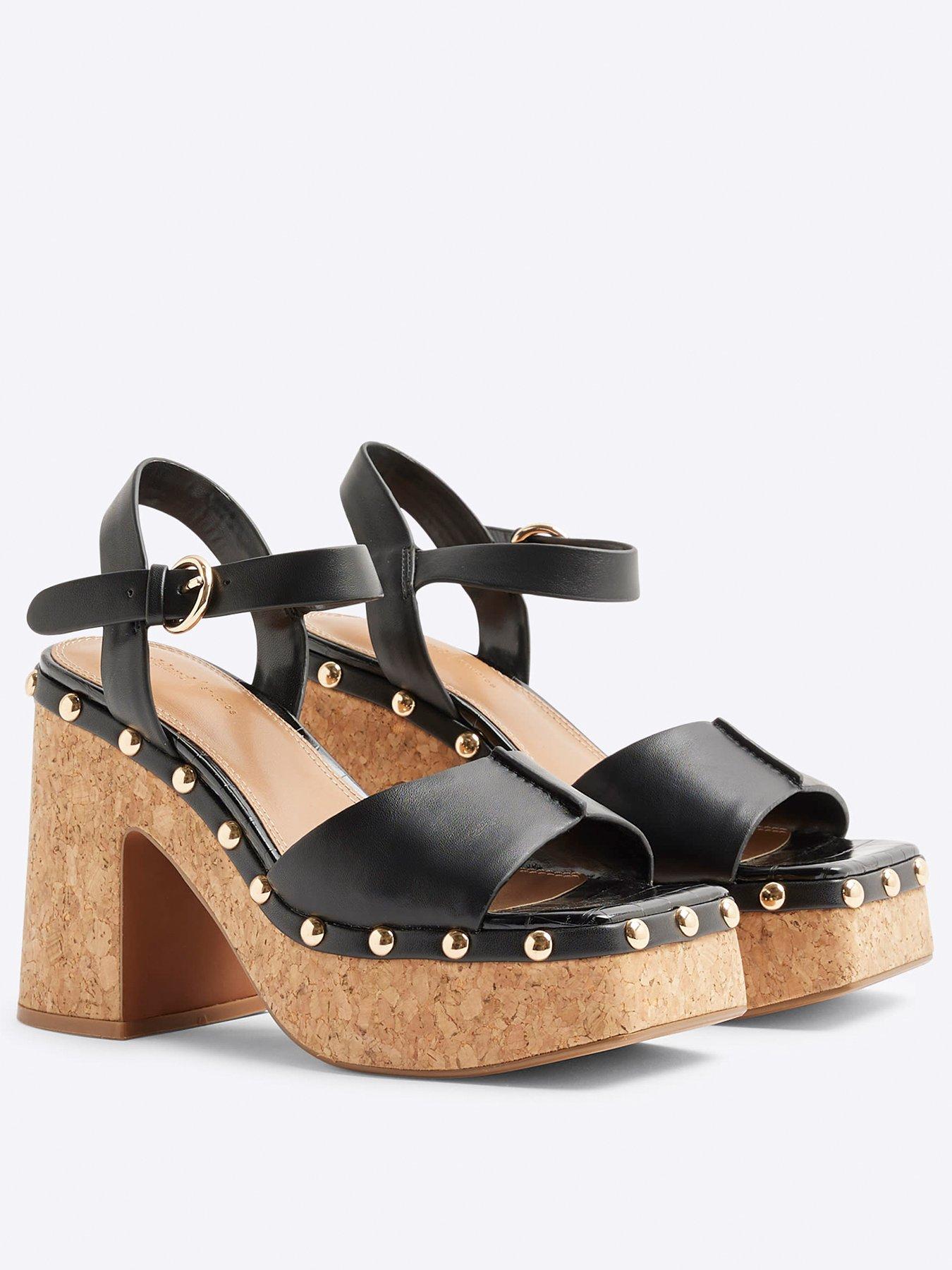 Image 4 of 6 of River Island Cork Platform Sandal - Black