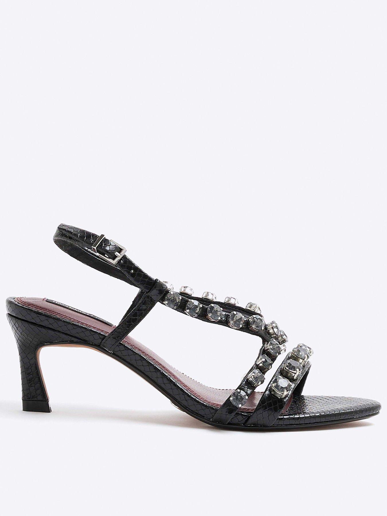 undefined Gem Stone Heeled Sandals - Black