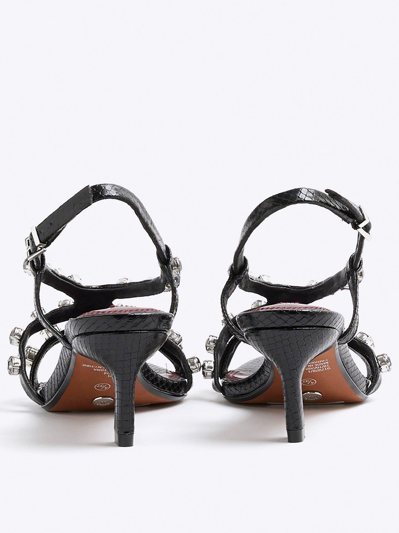 Image 3 of 6 of River Island Gem Stone Heeled Sandals - Black