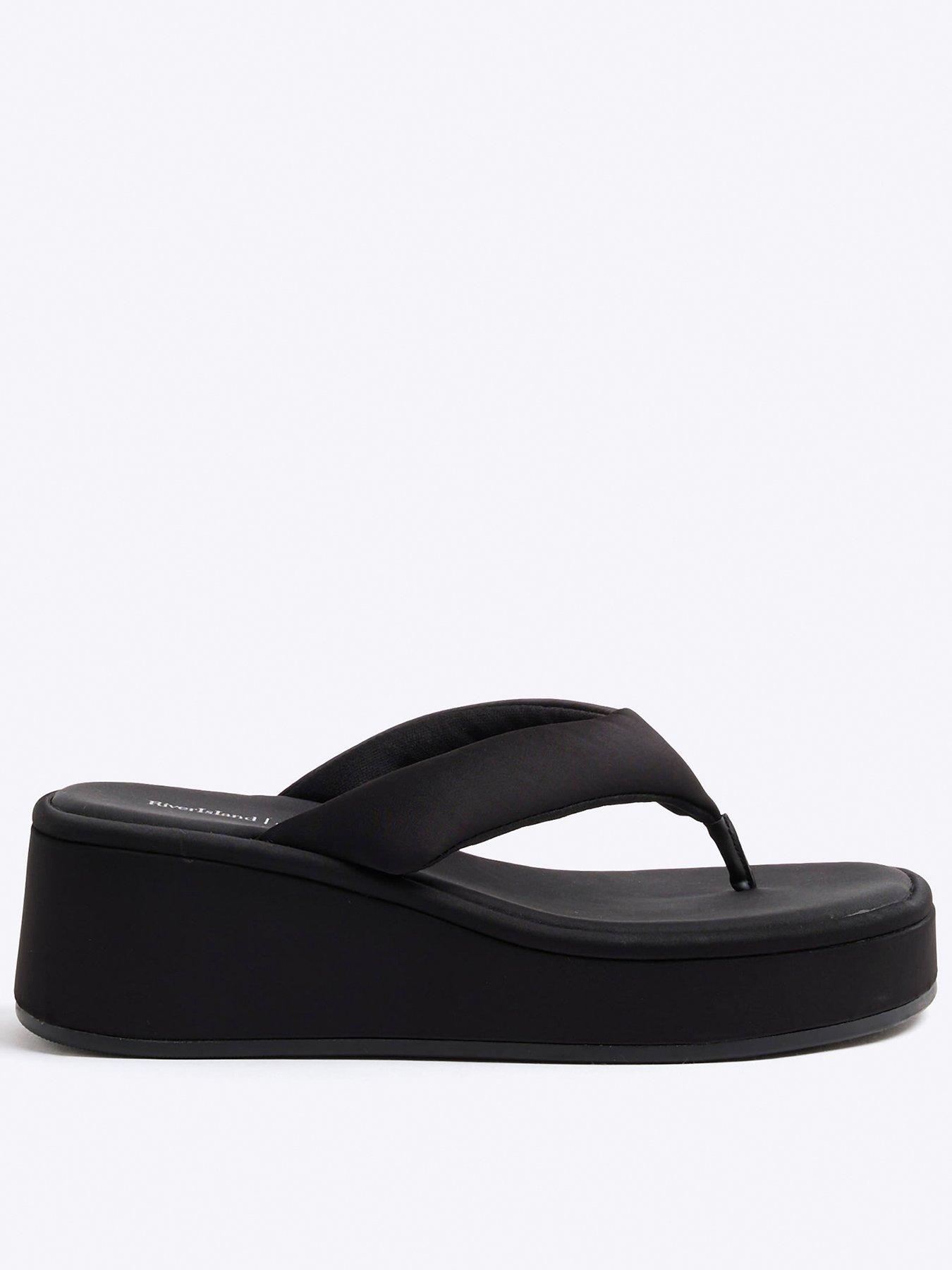 undefined Toe Thong Wedge Sandals - Black
