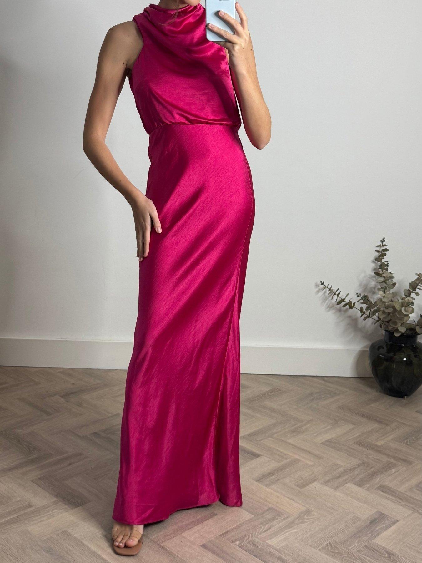 Image 2 of 4 of Style Cheat Draped Satin Maxi Dress - Purple