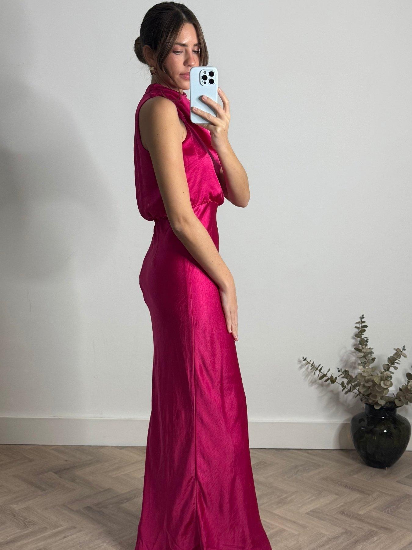 Image 3 of 4 of Style Cheat Draped Satin Maxi Dress - Purple