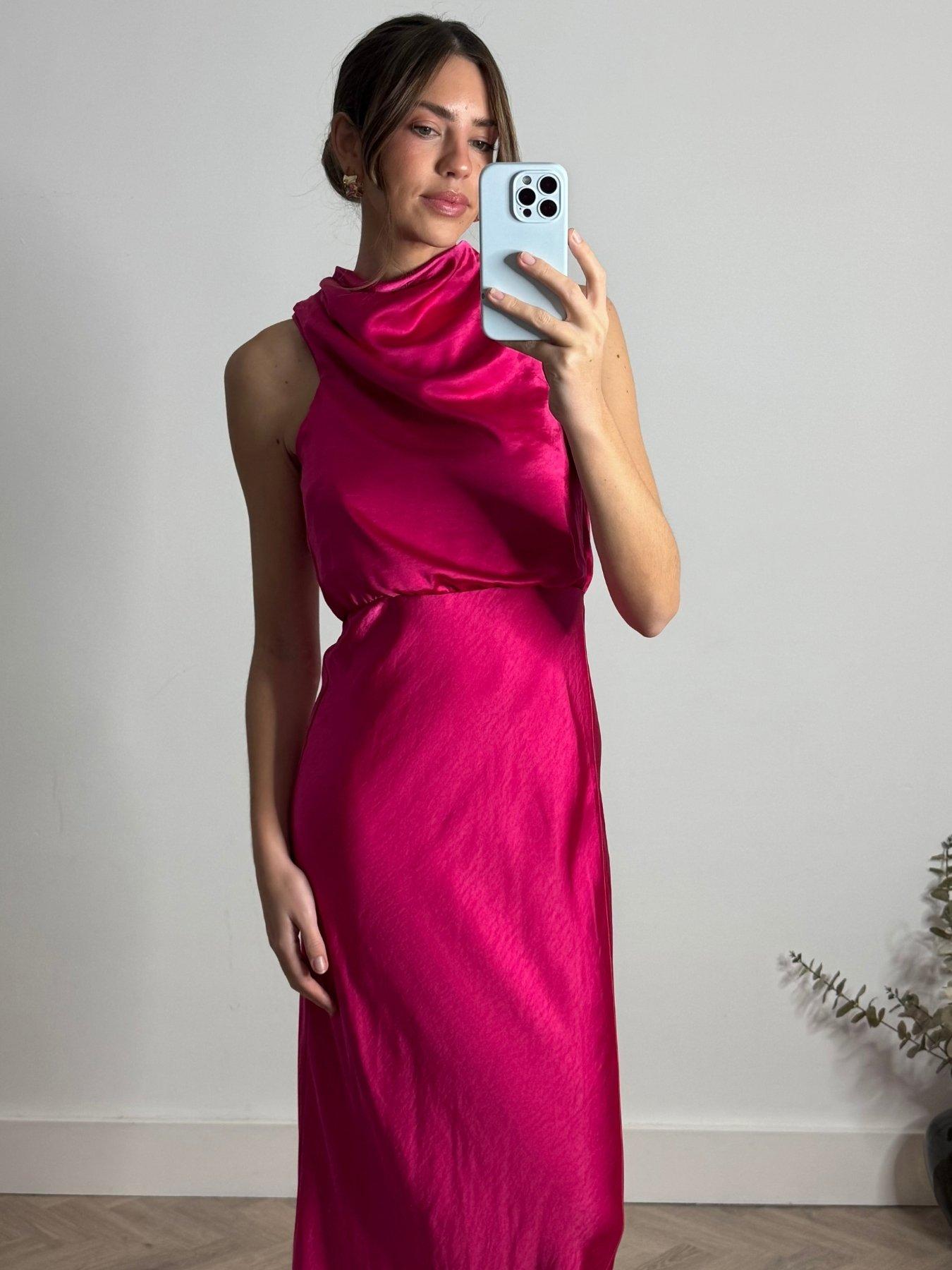 Image 4 of 4 of Style Cheat Draped Satin Maxi Dress - Purple