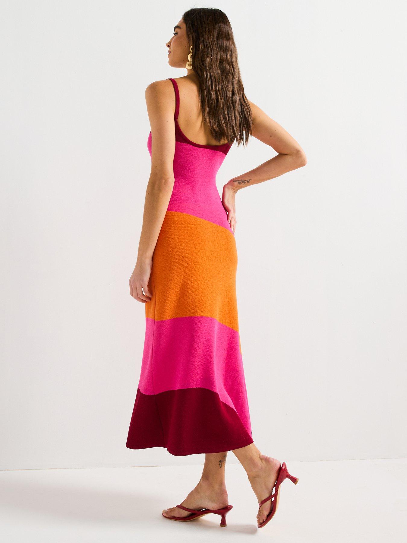 Image 2 of 4 of Style Cheat Bright Colour Block Knitted Dress - Multi