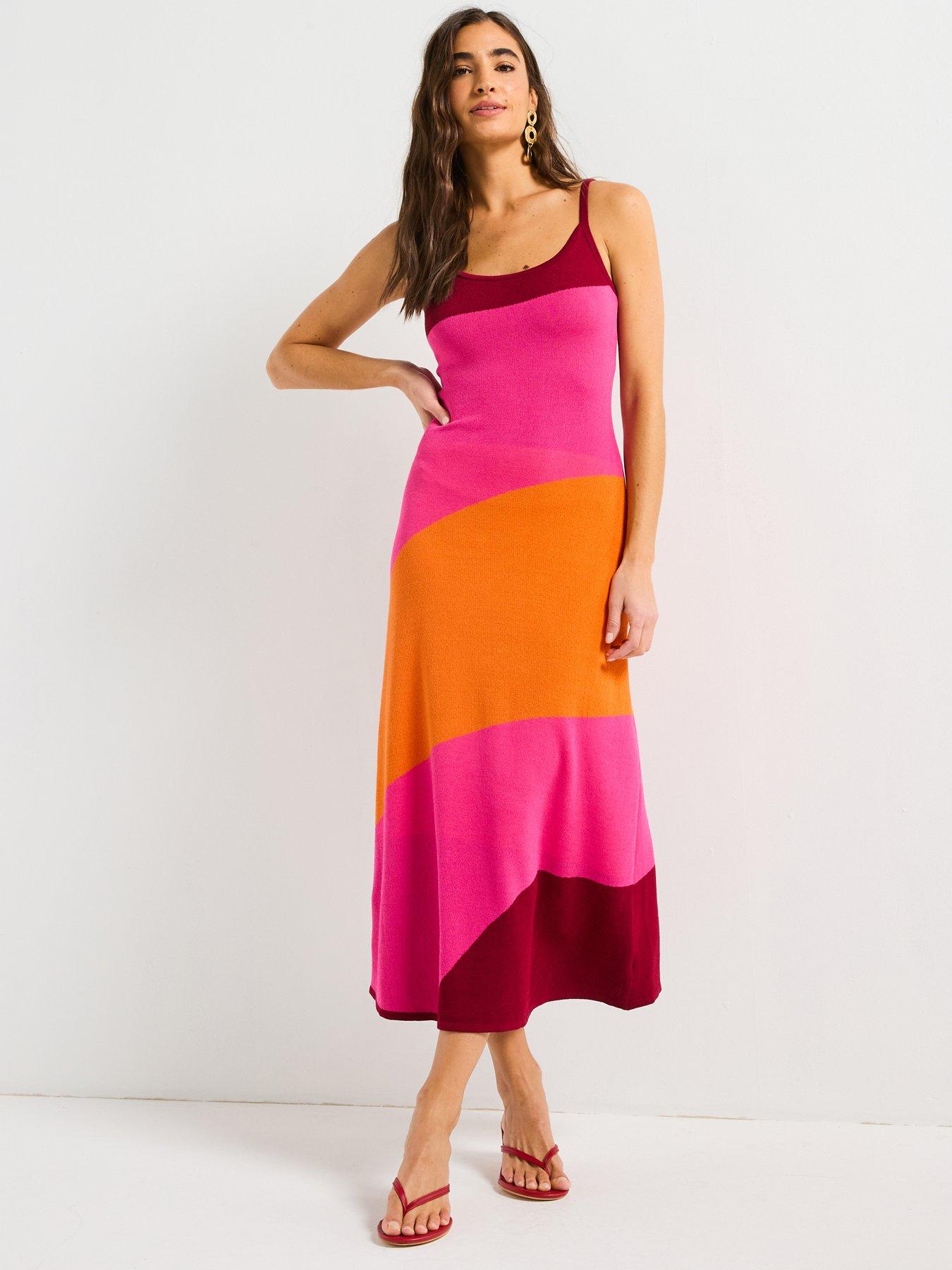 Image 3 of 4 of Style Cheat Bright Colour Block Knitted Dress - Multi