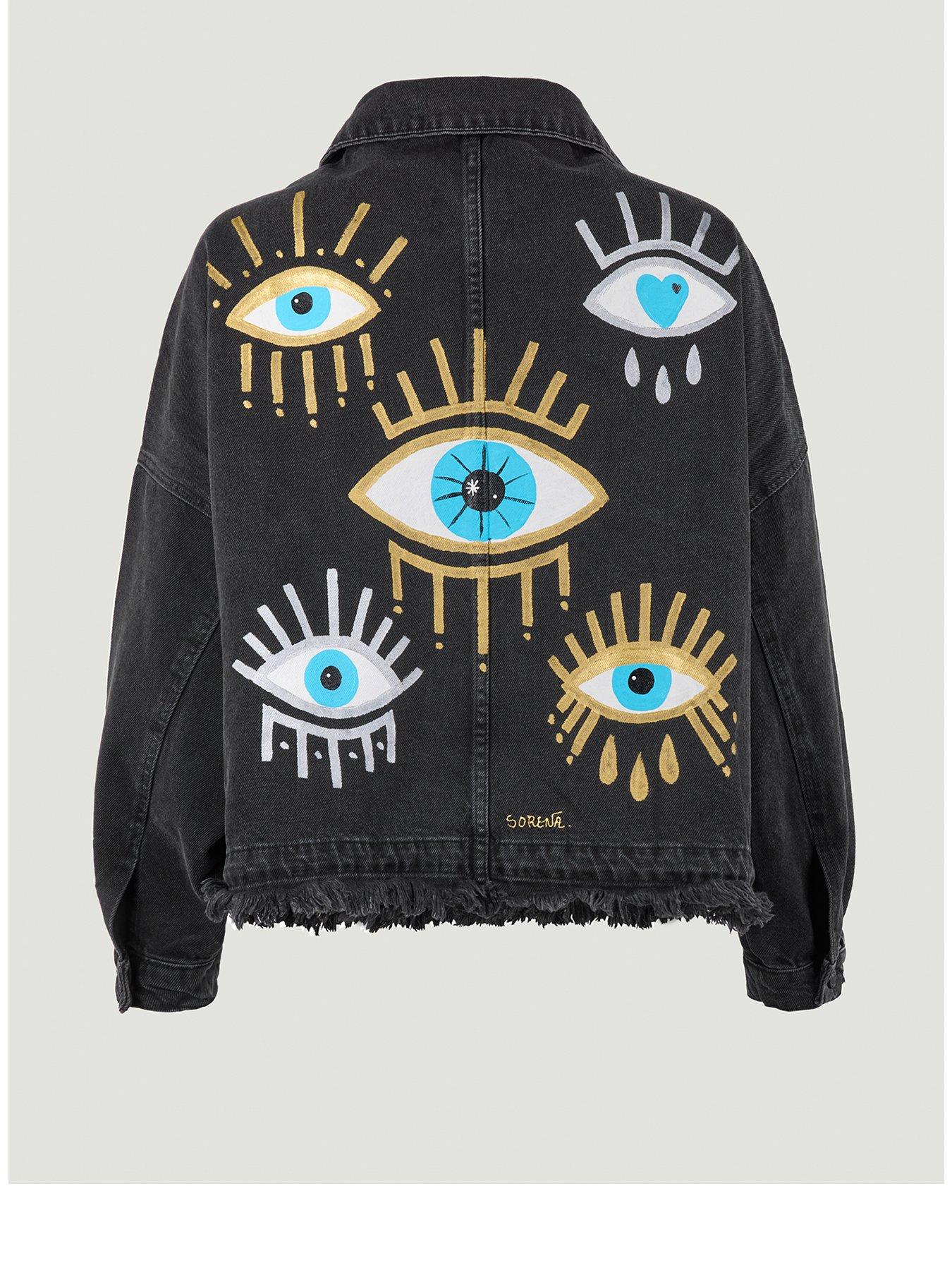 Sorena Eyes Denim Jacket - Black