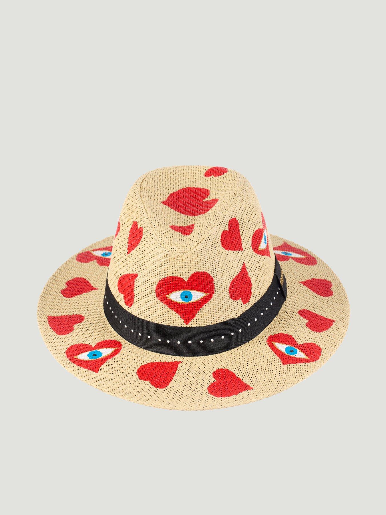 undefined Hearts Straw Hat - Beige