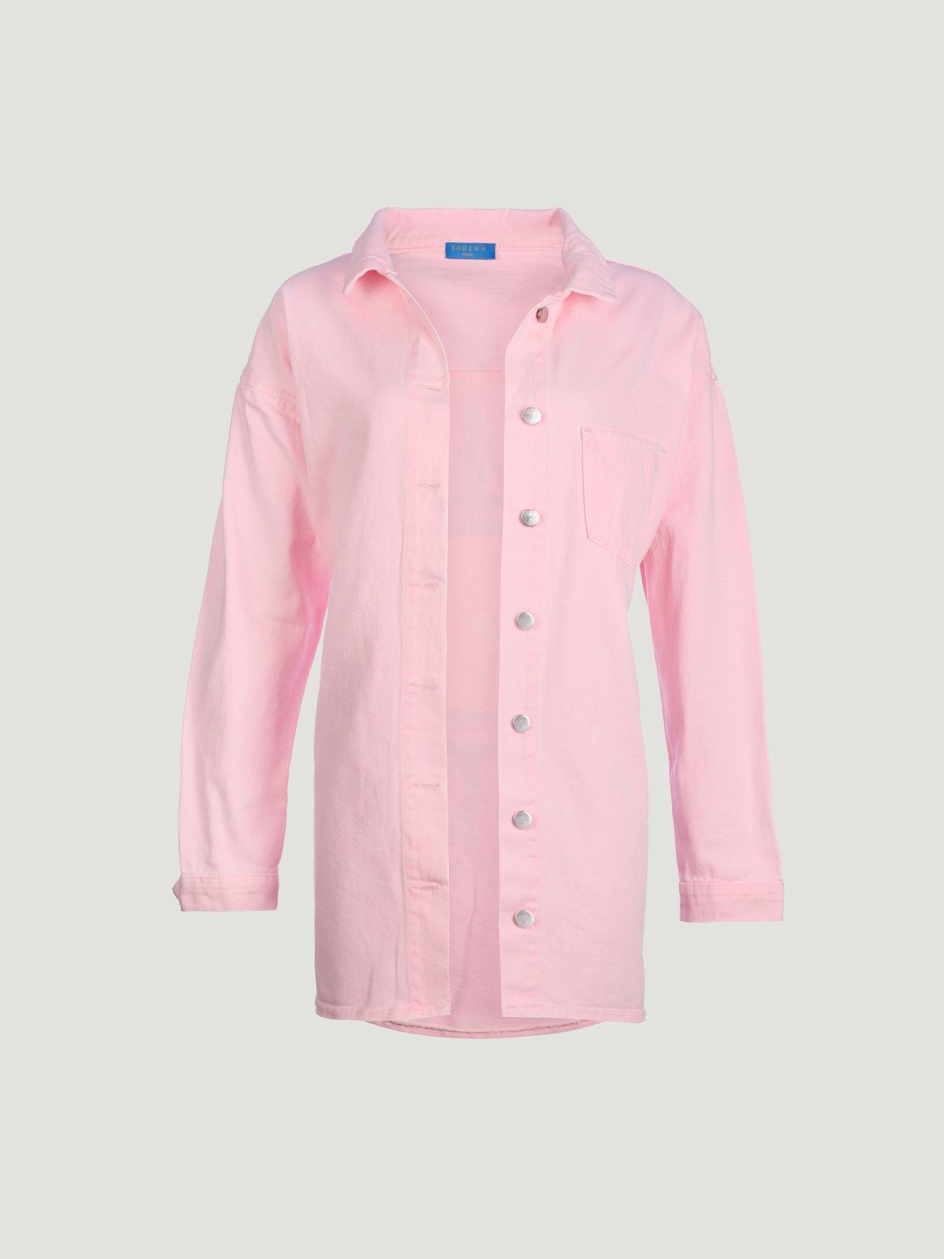 Image 2 of 4 of Sorena Distressed Eye Denim Jacket - Pink