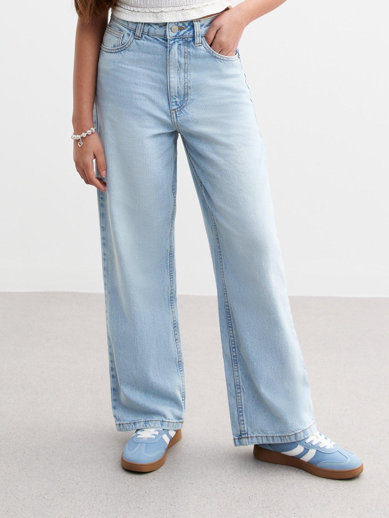 undefined Girls Wide Leg Jeans - Light Blue