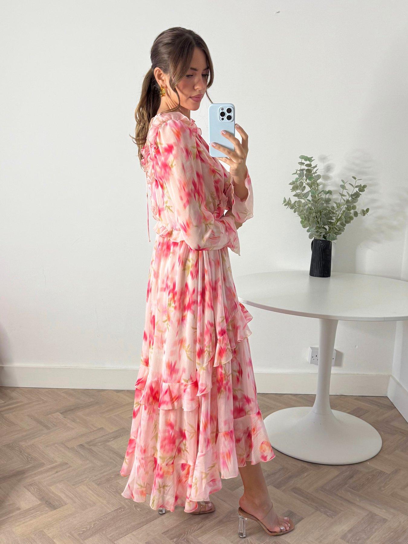Image 4 of 4 of Style Cheat Birdie Long Sleeve Midi Dress - Pink