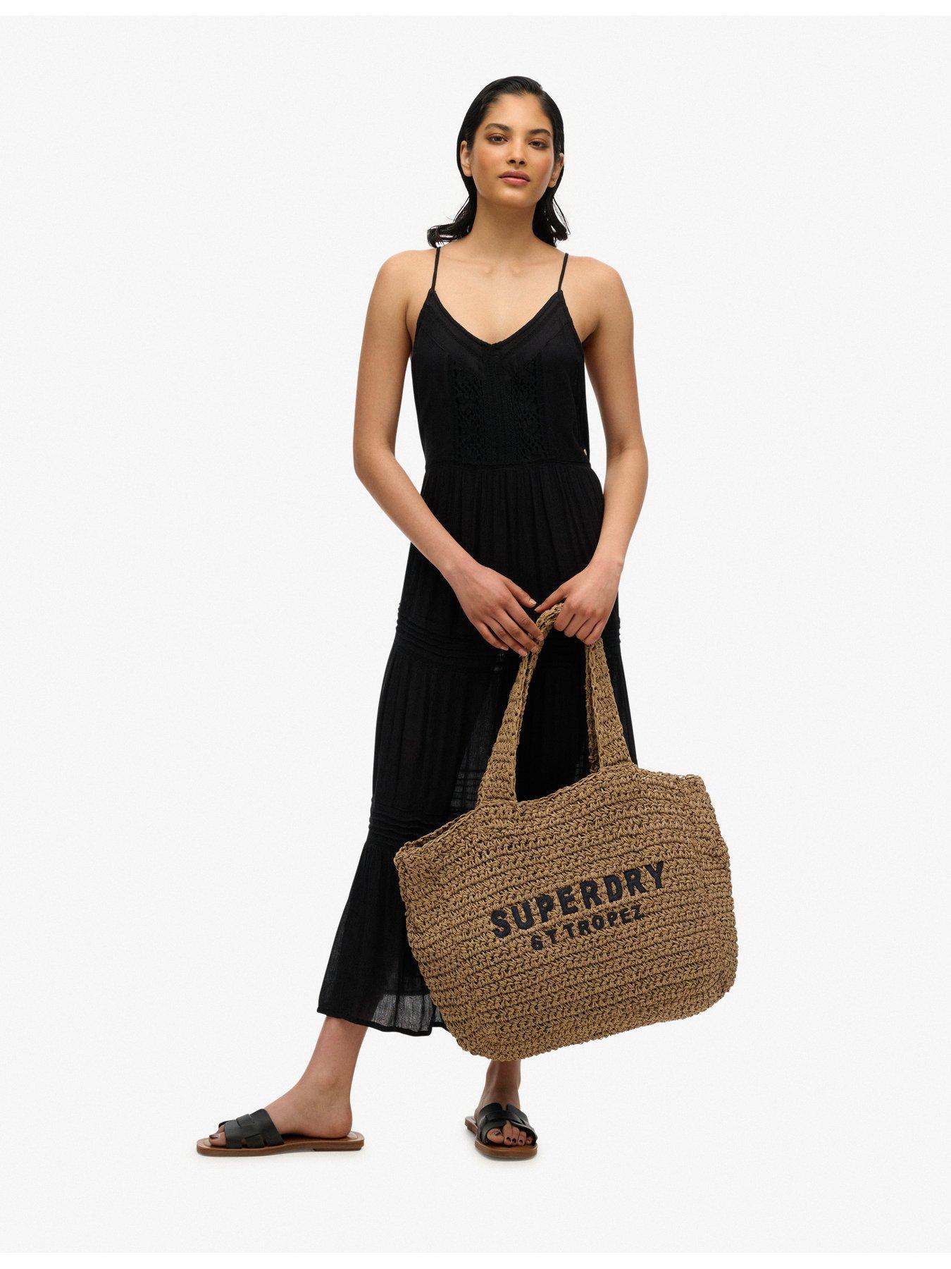 Image 4 of 4 of Superdry Raffia City Tote Bag - Beige