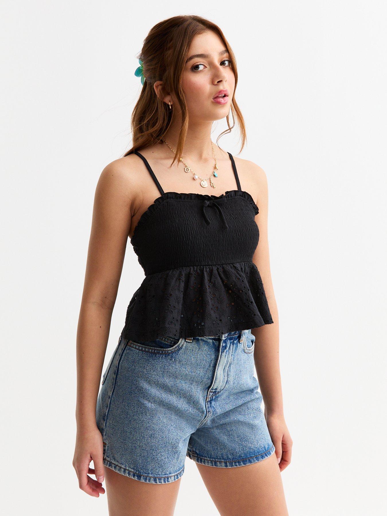 undefined Black Broderie Anglaise Babydoll Cami Top