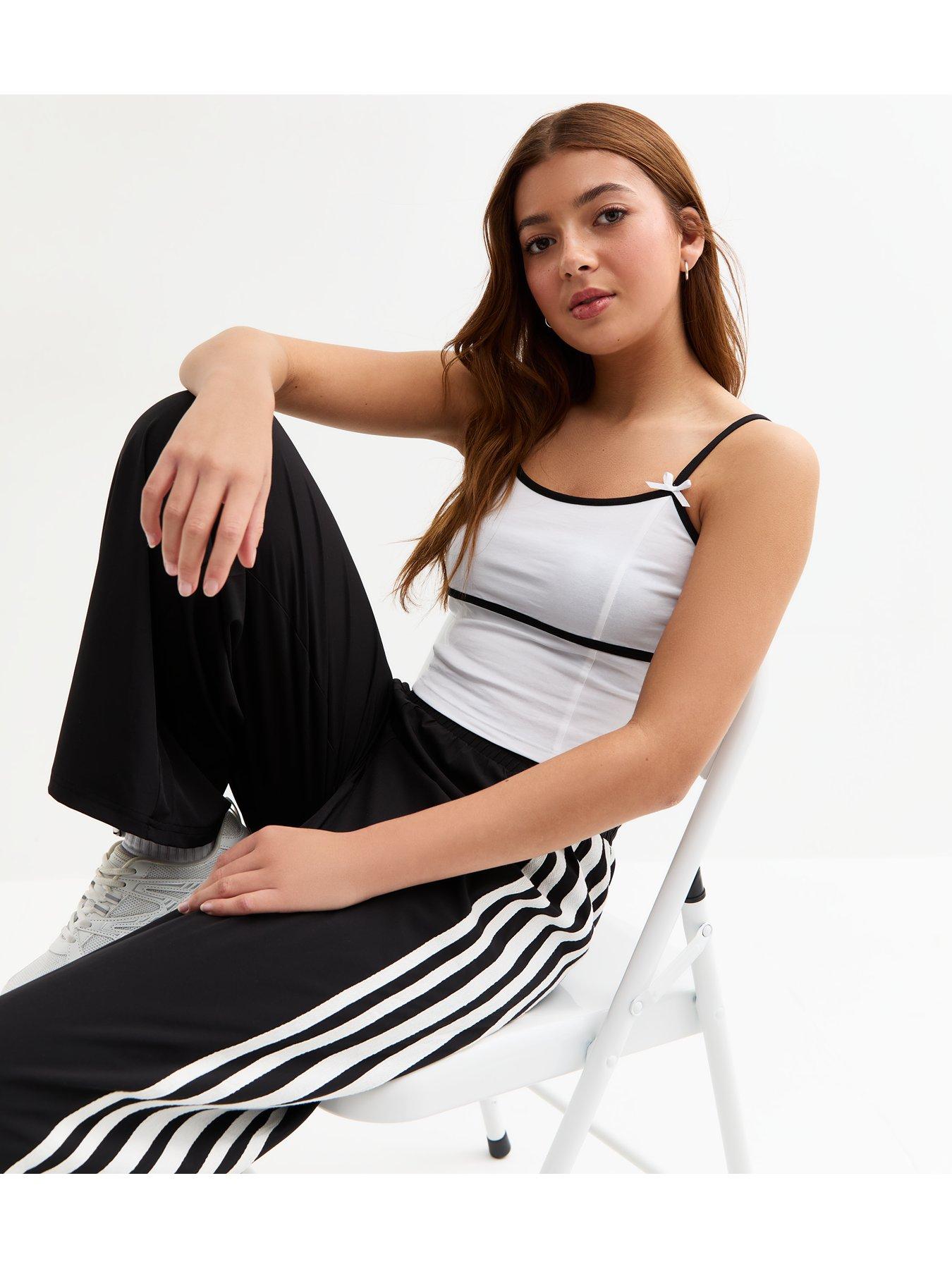 undefined Girls Contrast Trim Cami Top - White