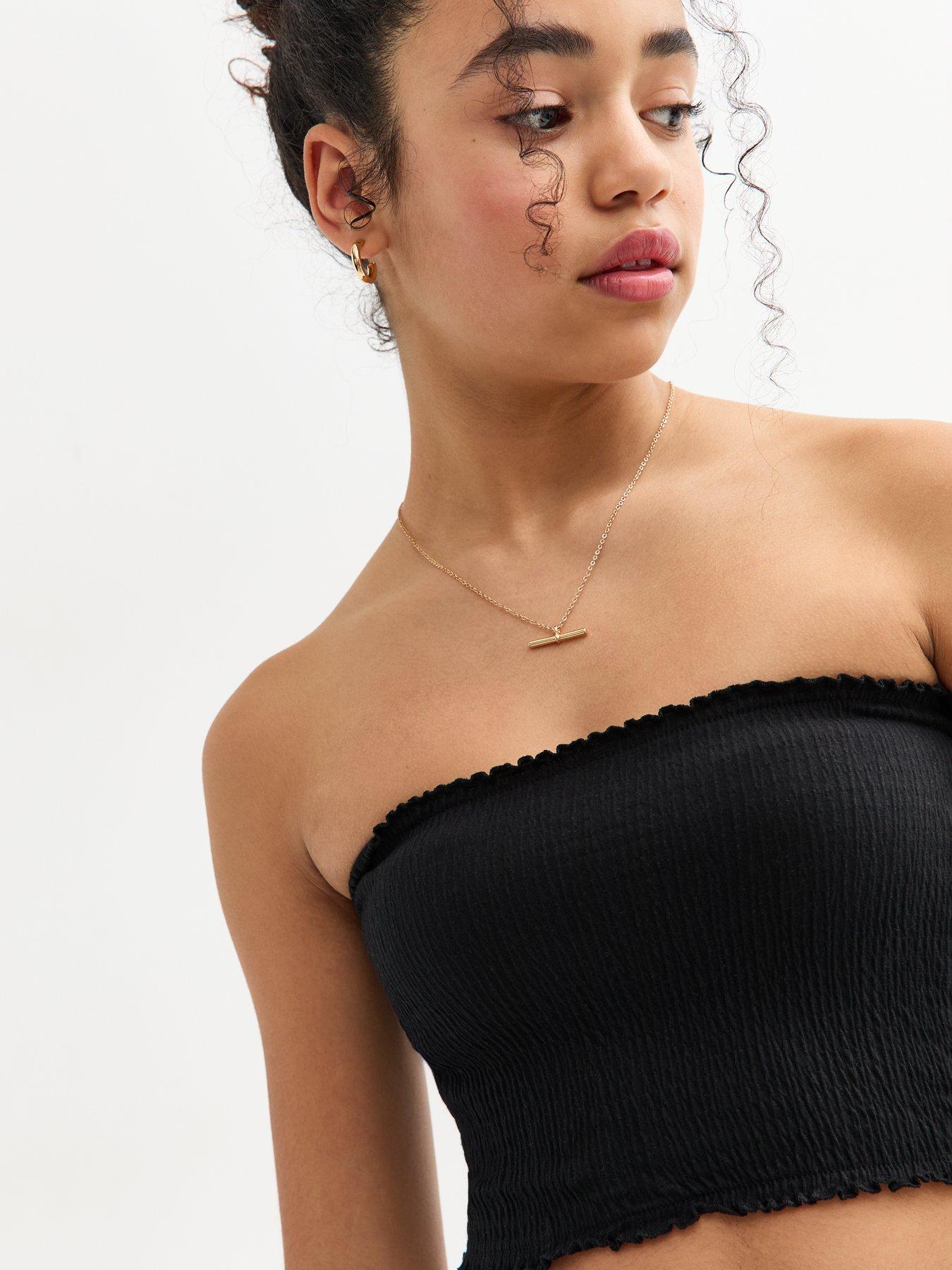 undefined Girls Shirred Bandeau Top - Black