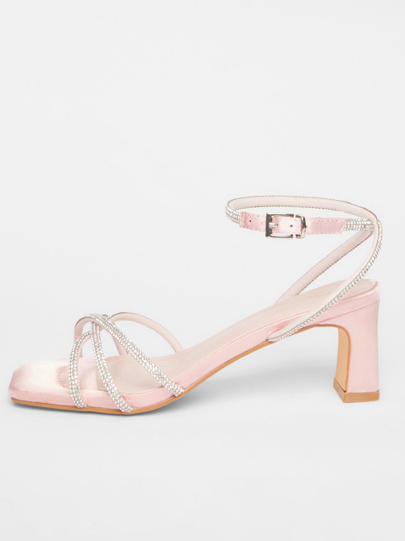Quiz Pale Pink Diamante Strappy Heeled Sandals | Very