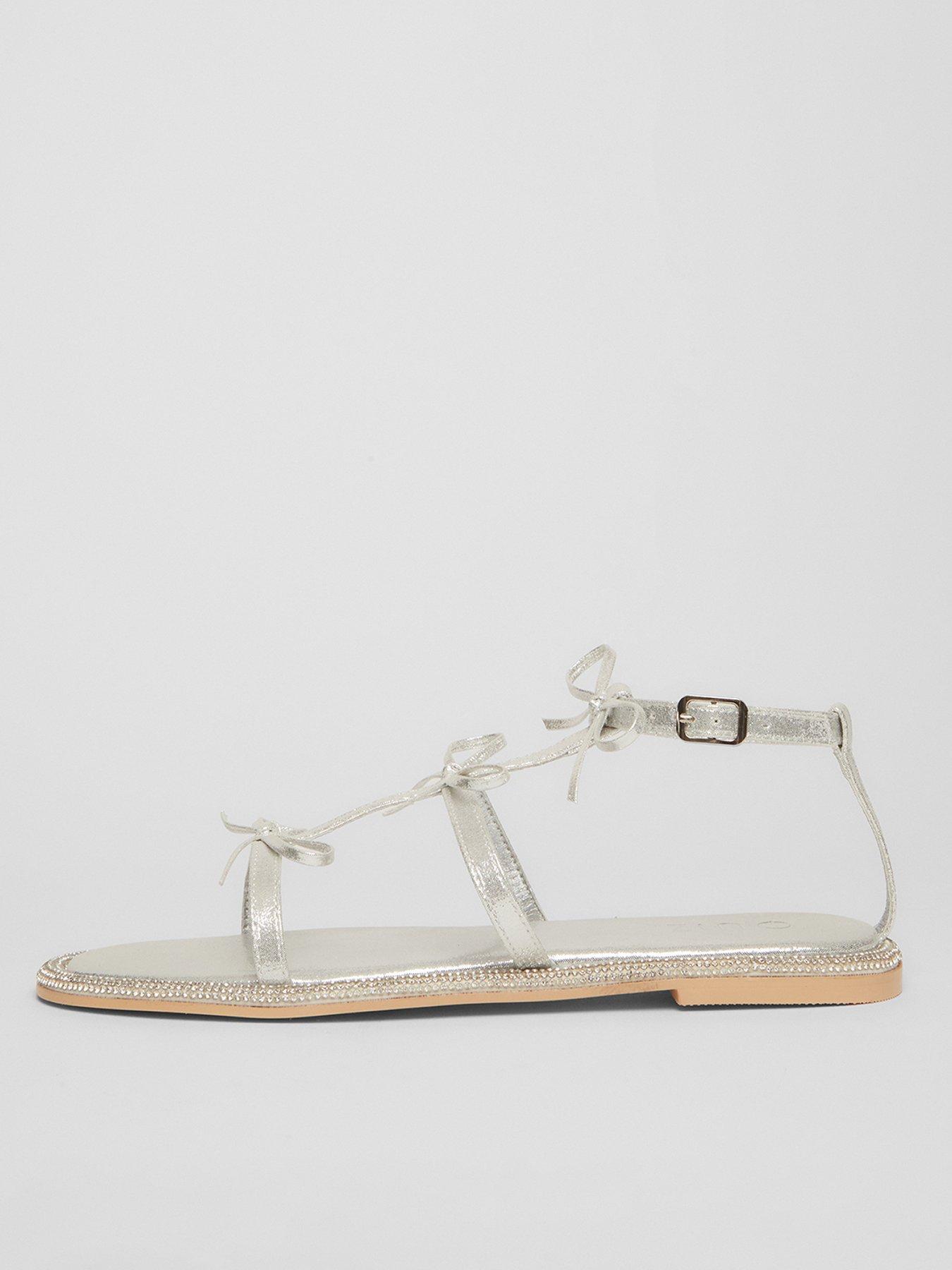 undefined Silver Diamante Flat Sandals