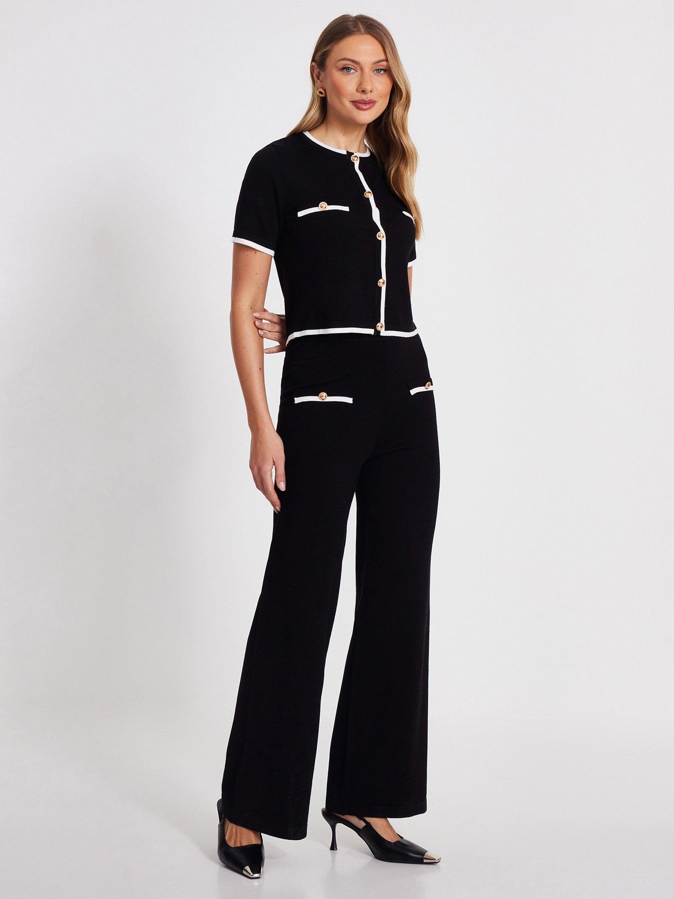 Quiz Black Knitted Palazzo Trouser