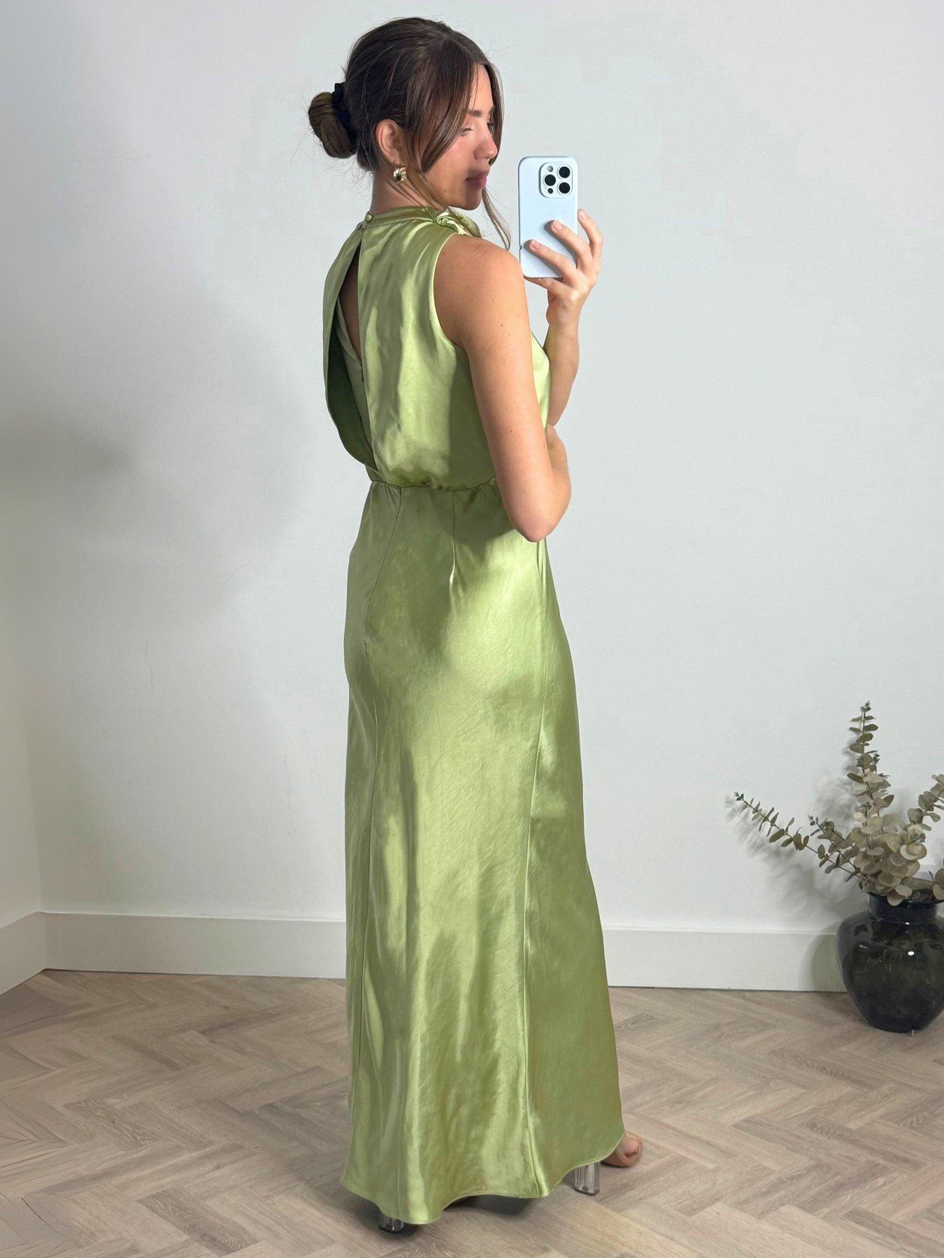 Image 3 of 4 of Style Cheat Draped Satin Maxi Dress - Green